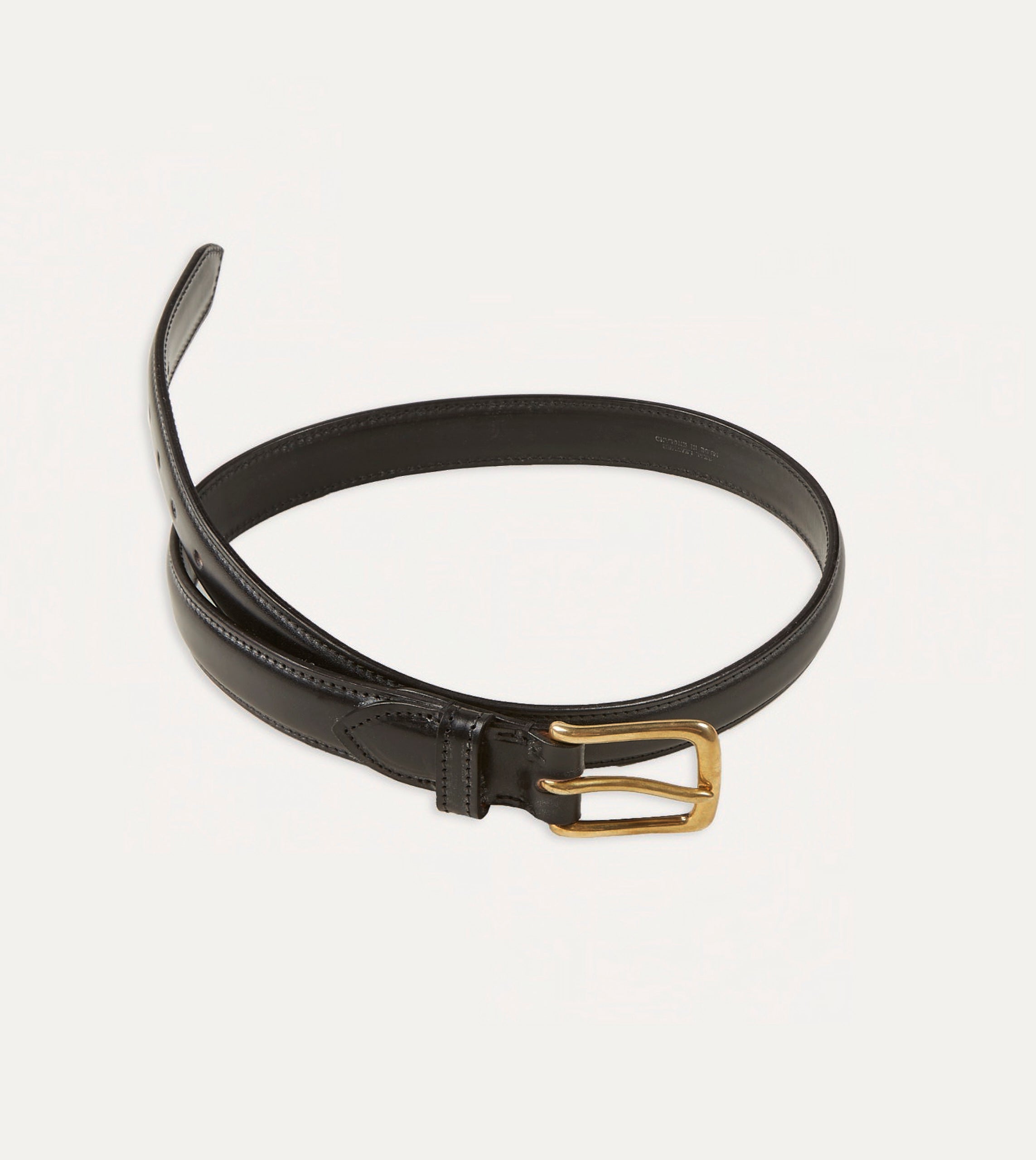 Black Fully Lined Bridle Leather Belt with Brass Buckle - Image 4