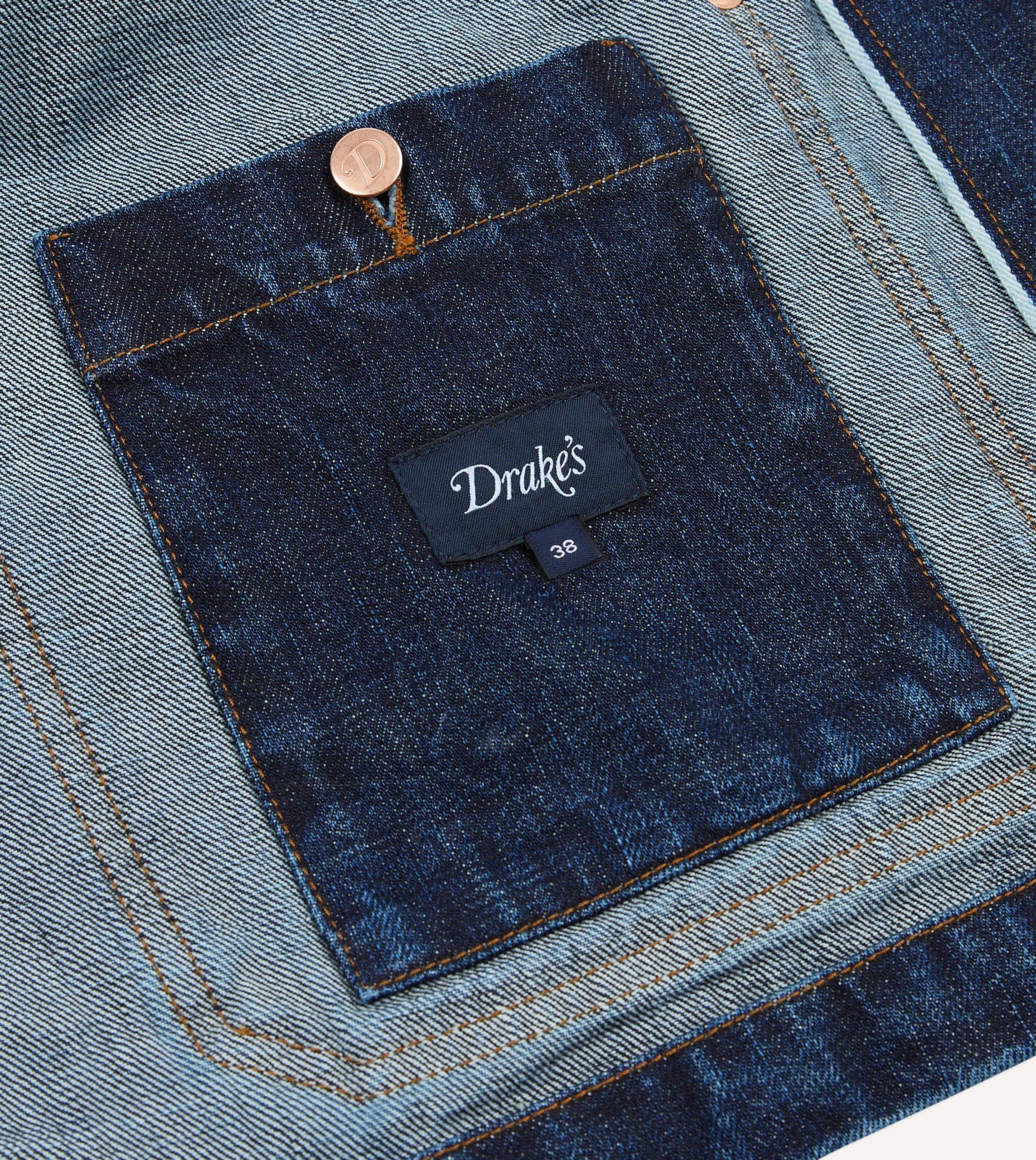 Stone Wash Selvedge Denim Five-Pocket Chore Jacket - Image 7