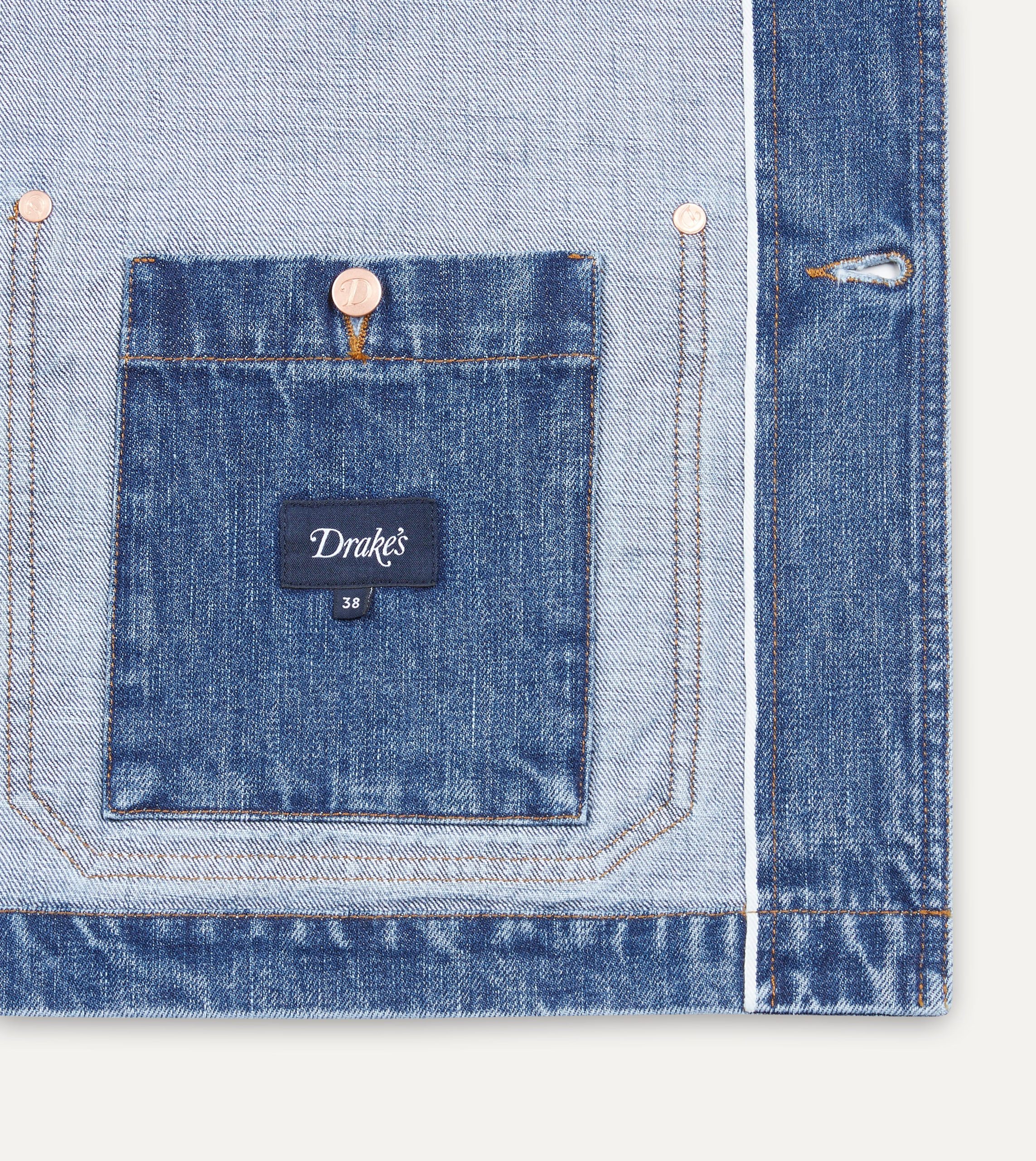 Bleach Wash Selvedge Denim Five-Pocket Chore Jacket - Image 5