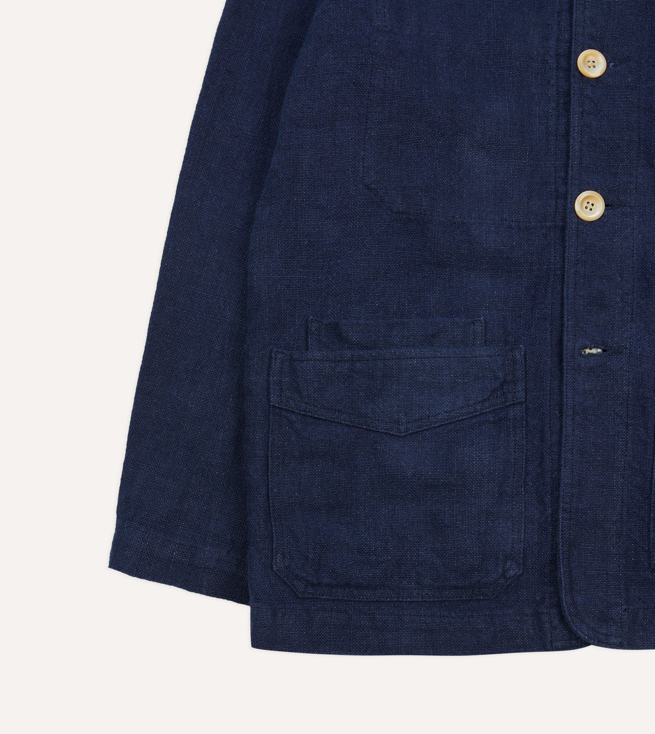 Navy Linen Five-Pocket Chore Jacket - Image 6