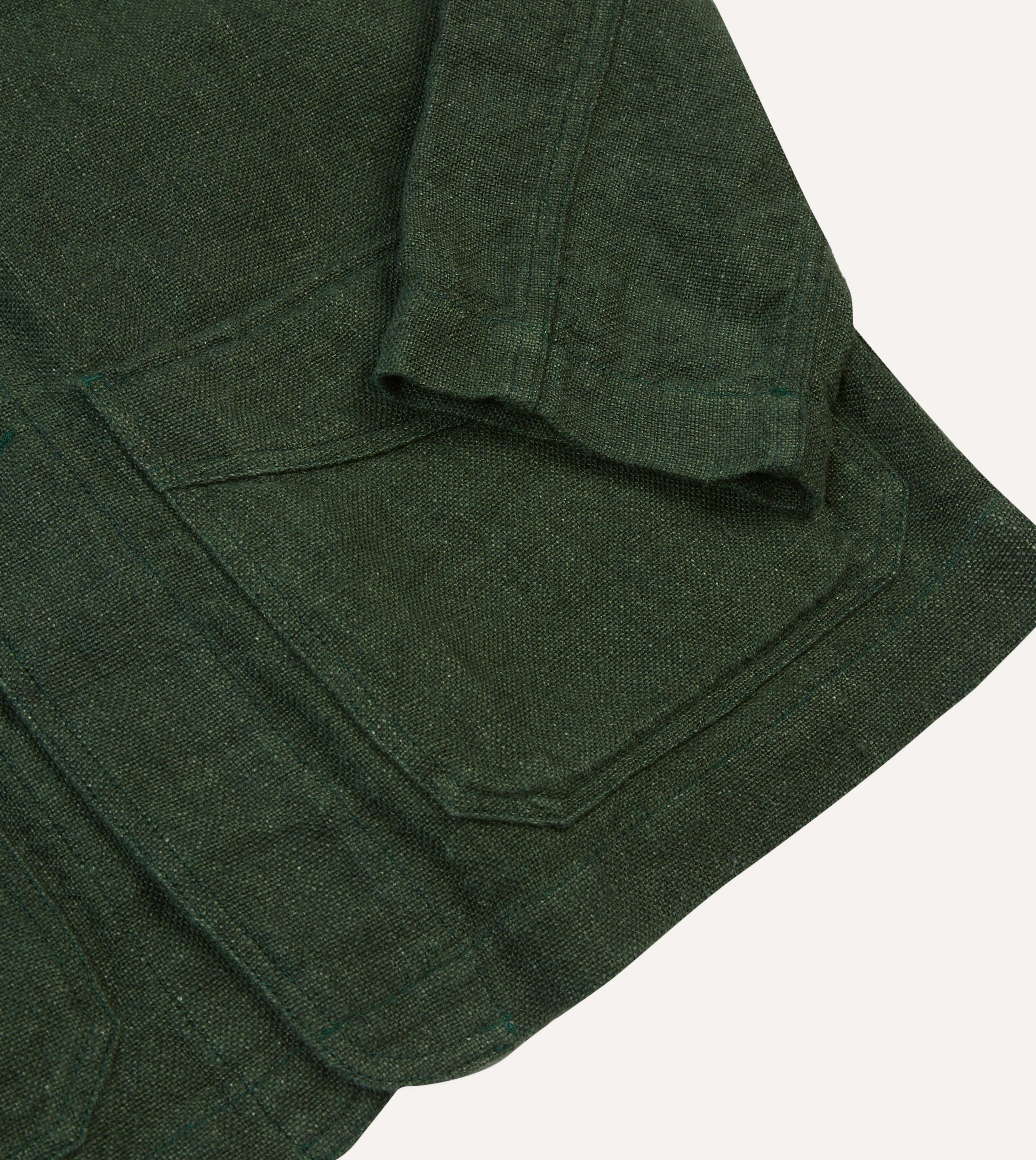 Green Linen Five-Pocket Chore Jacket - Image 5