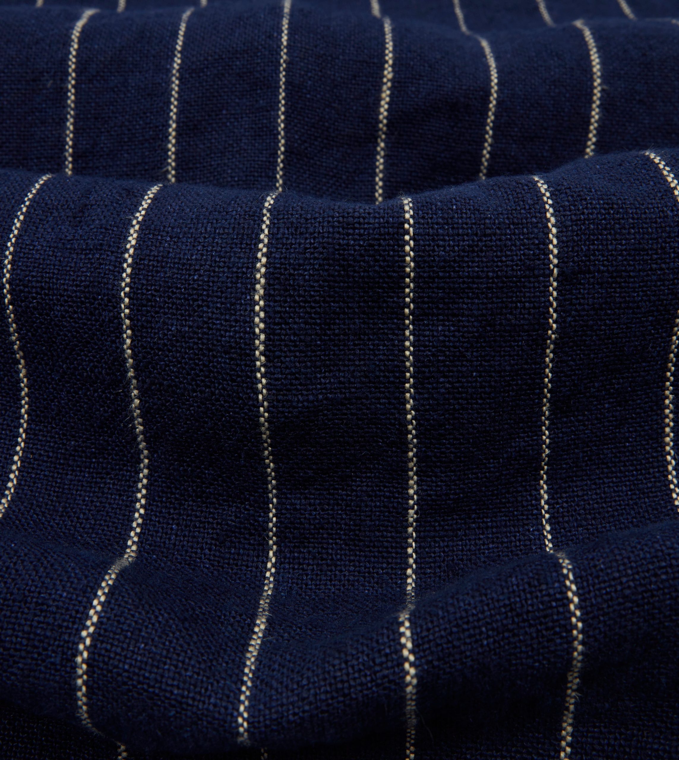 Navy Pinstripe Heavy Linen Five-Pocket Chore Jacket - Image 2