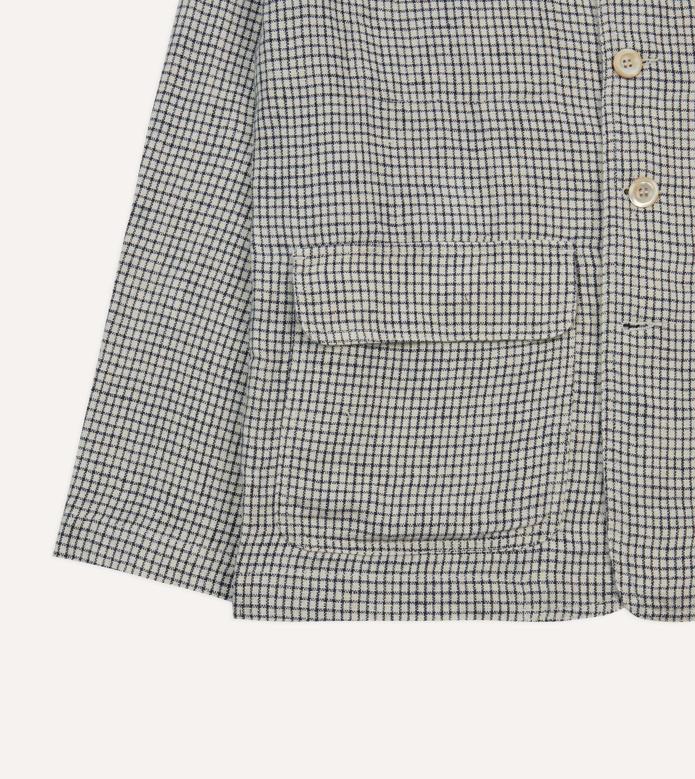 Ecru Check Linen Forestiere Jacket - Image 6