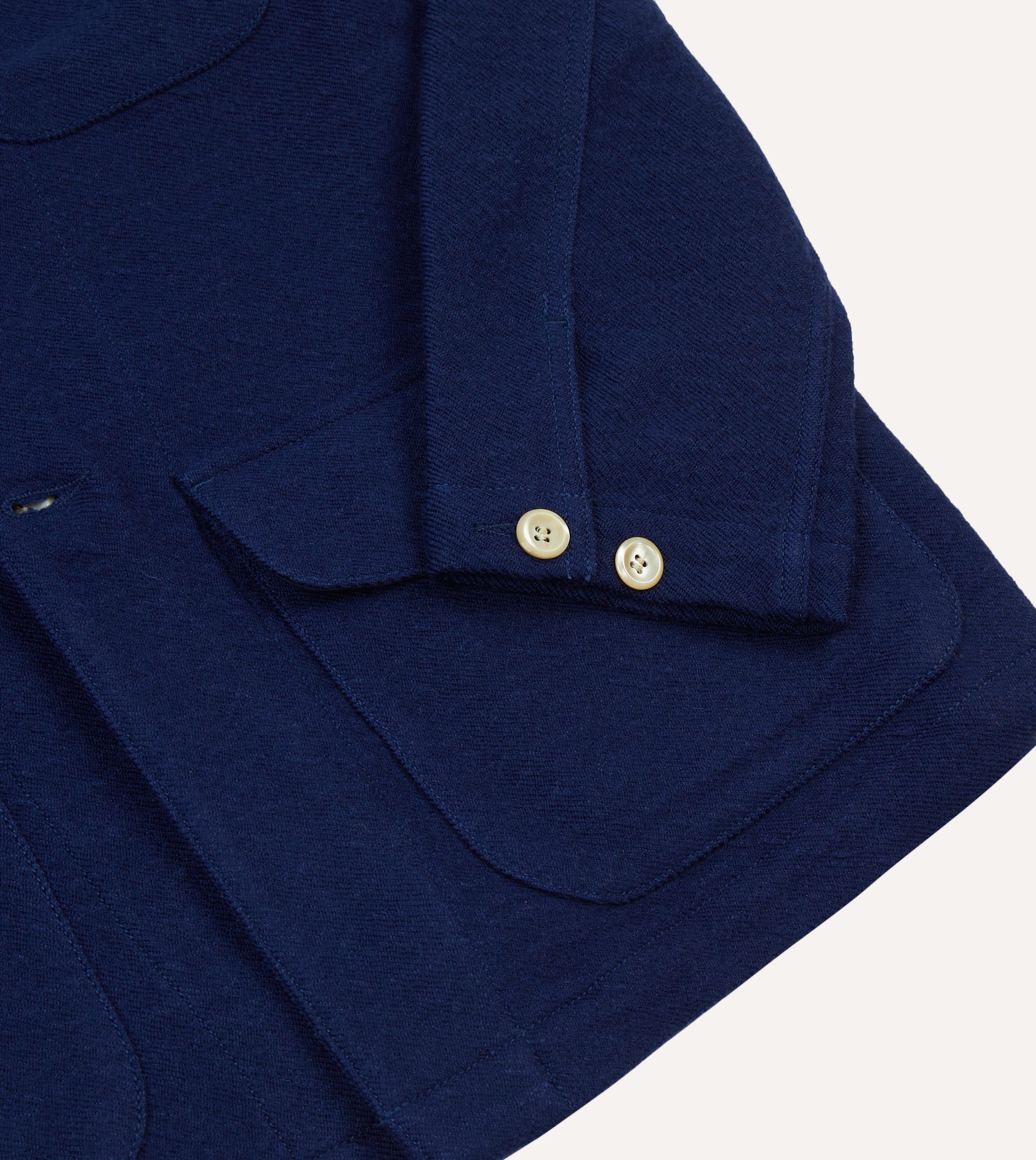 Blue Wool-Linen Three-Pocket Chore Jacket - Image 6