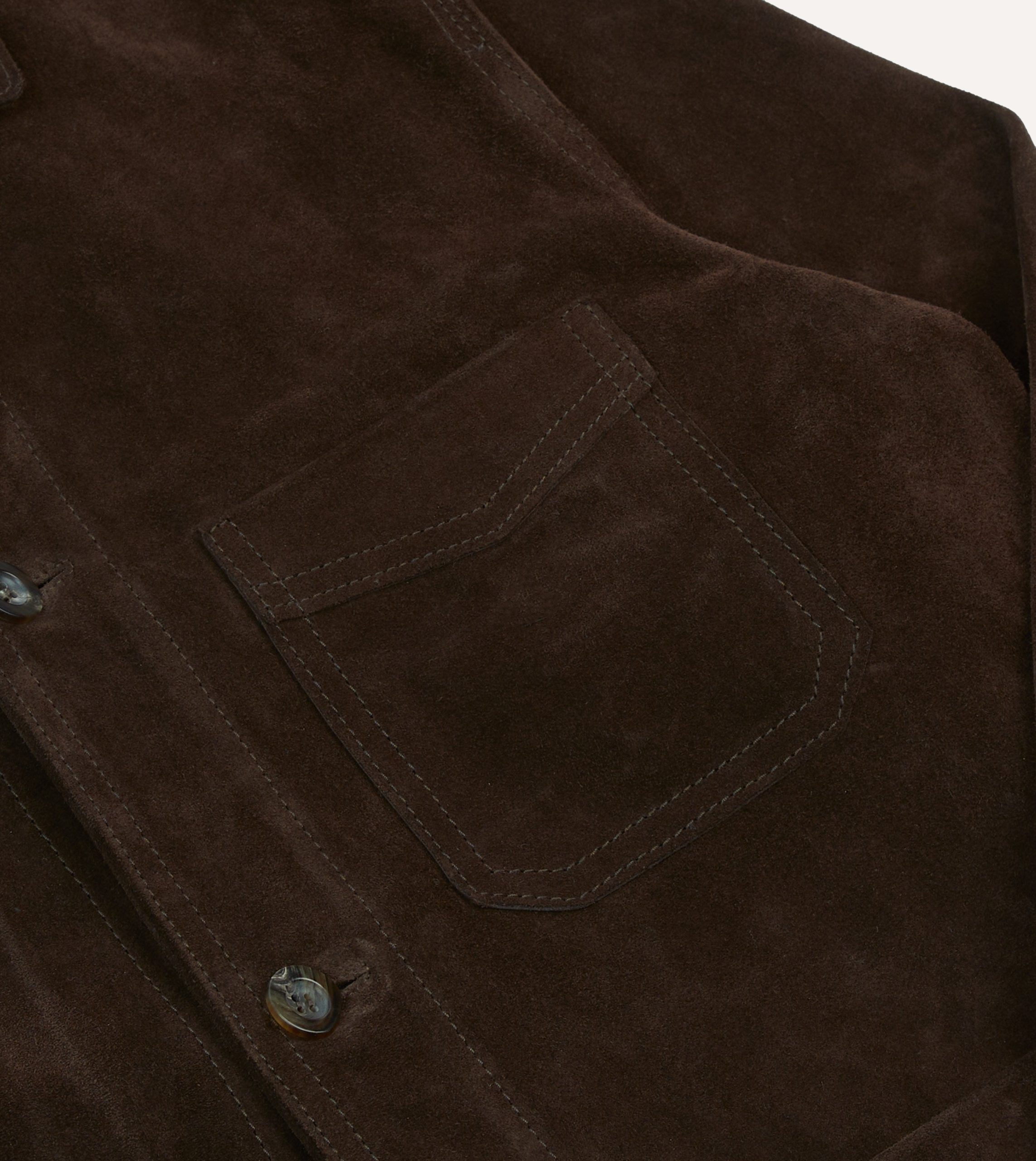 Chocolate Brown Heavyweight Suede Five-Pocket Chore Jacket - Image 4