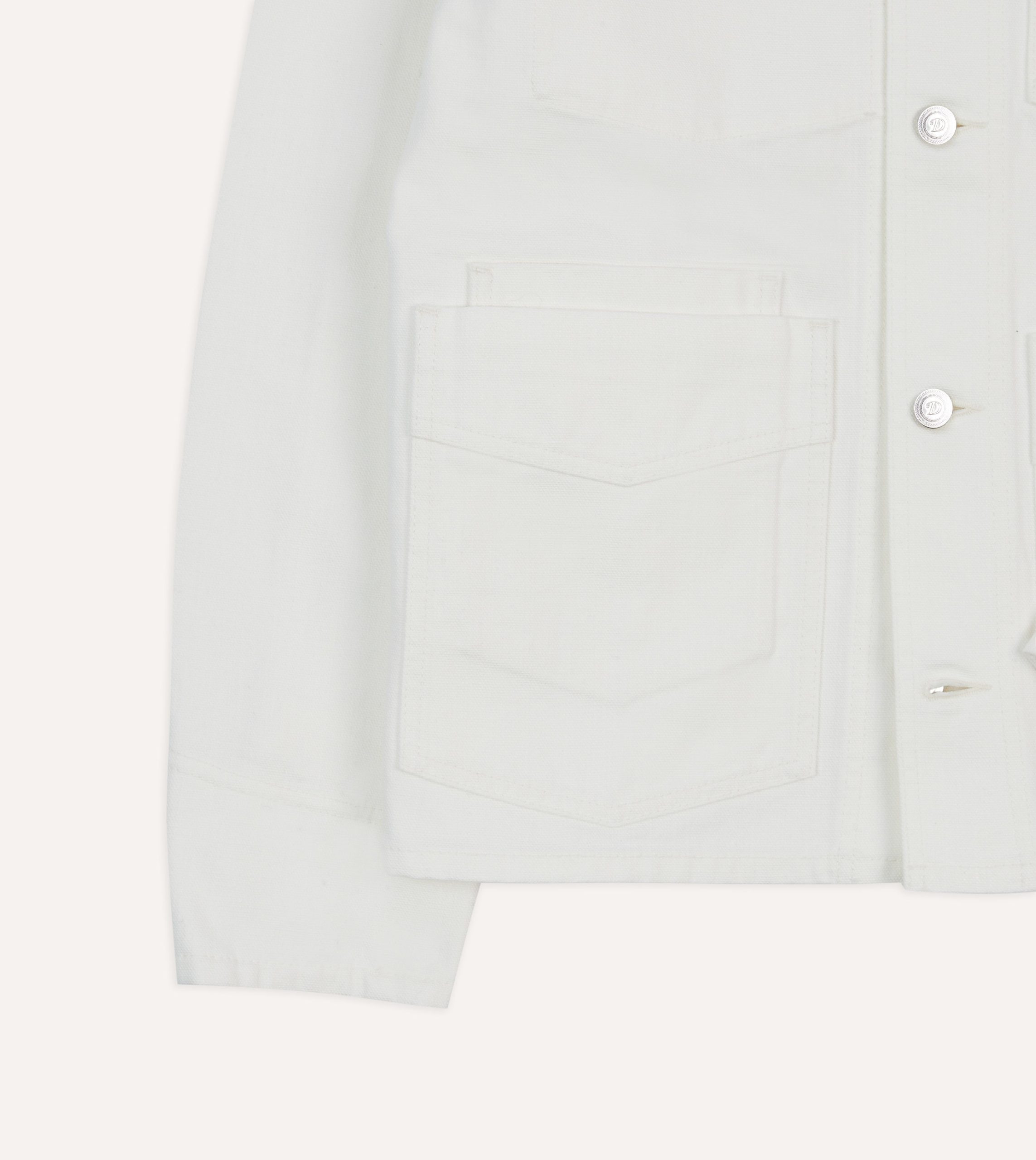 Ecru Cotton Canvas Work Jacket - Image 6