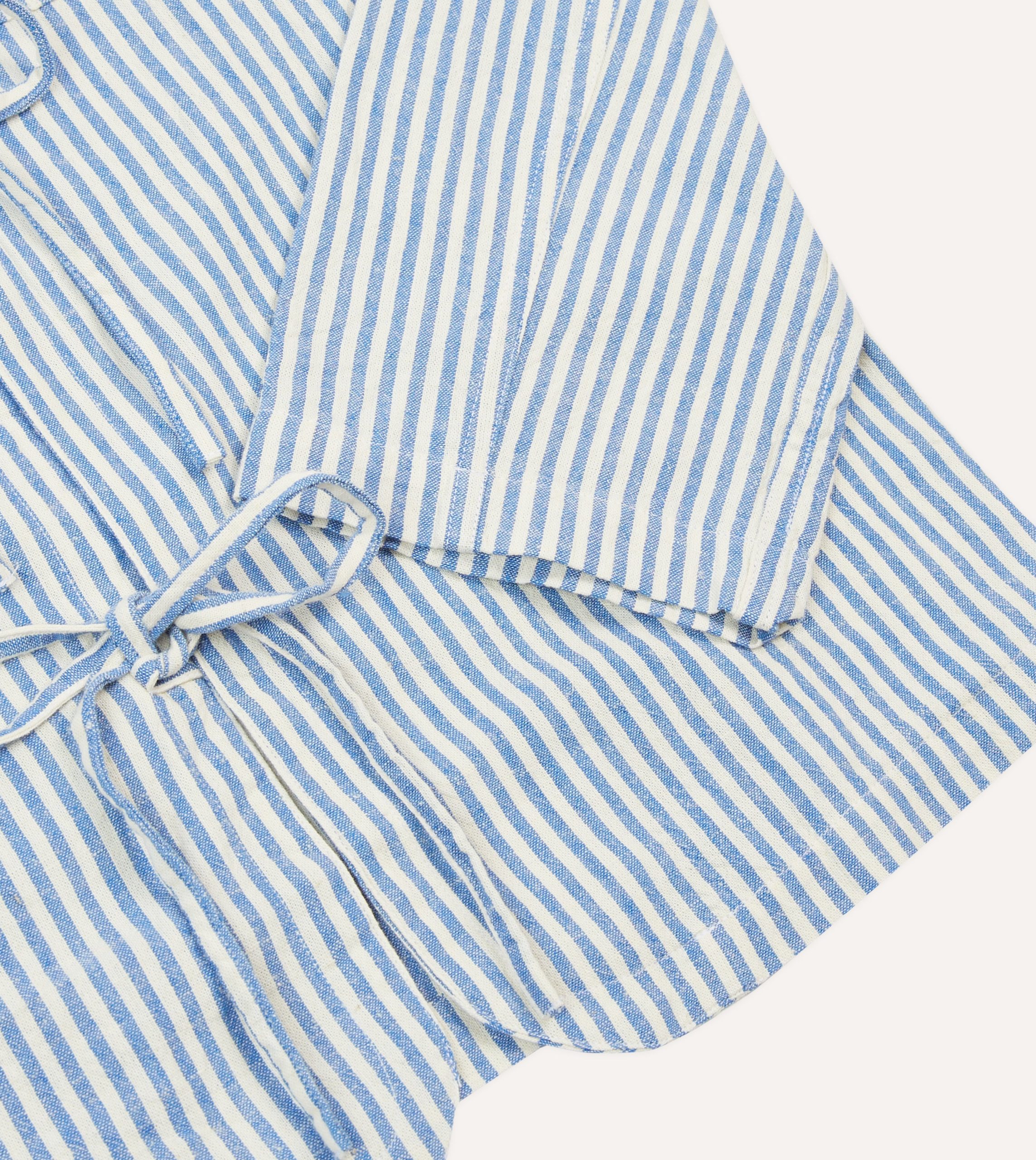 Blue and Ecru Stripe Tie Front Lightweight Overshirt - Image 5