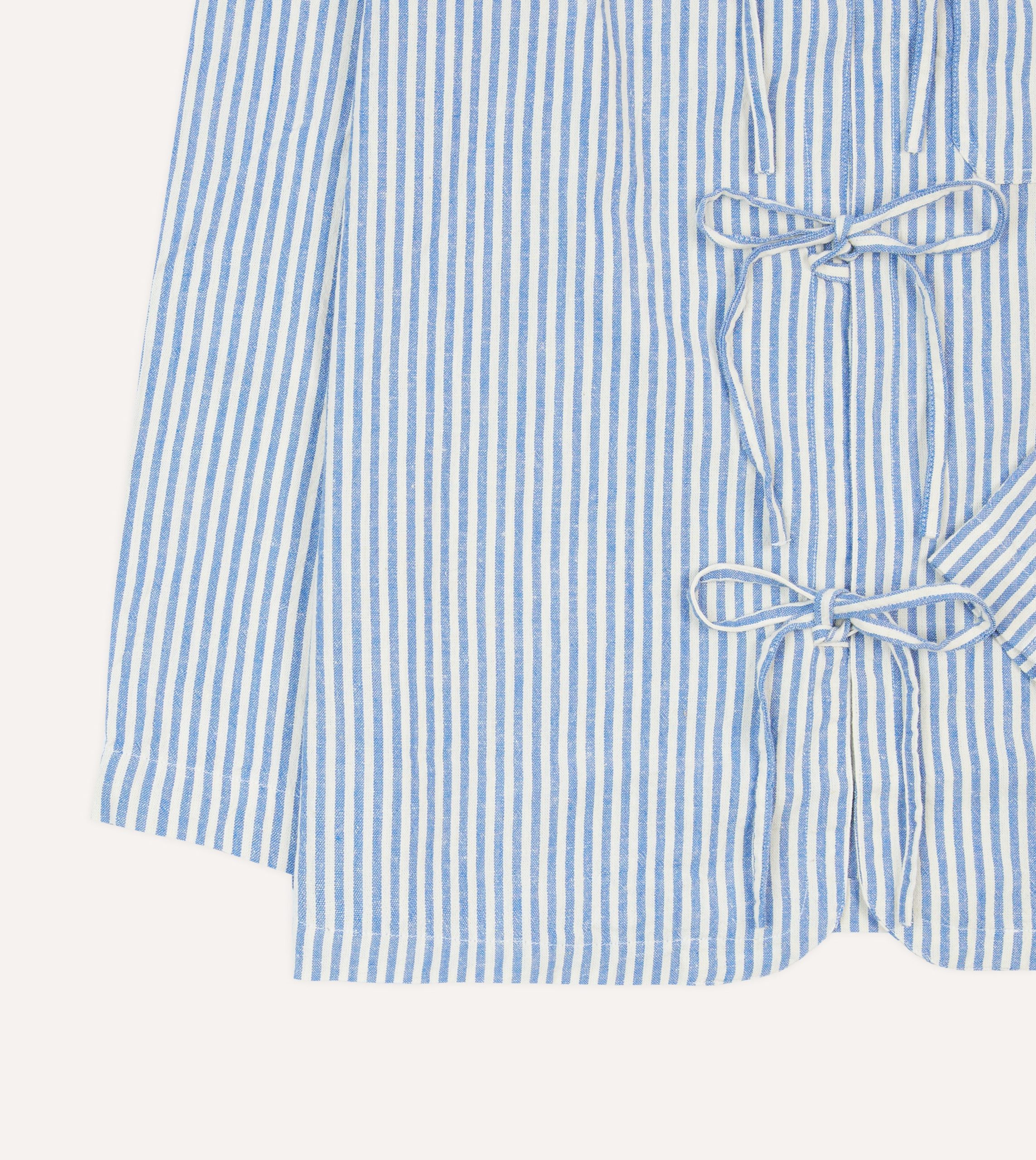 Blue and Ecru Stripe Tie Front Lightweight Overshirt - Image 7