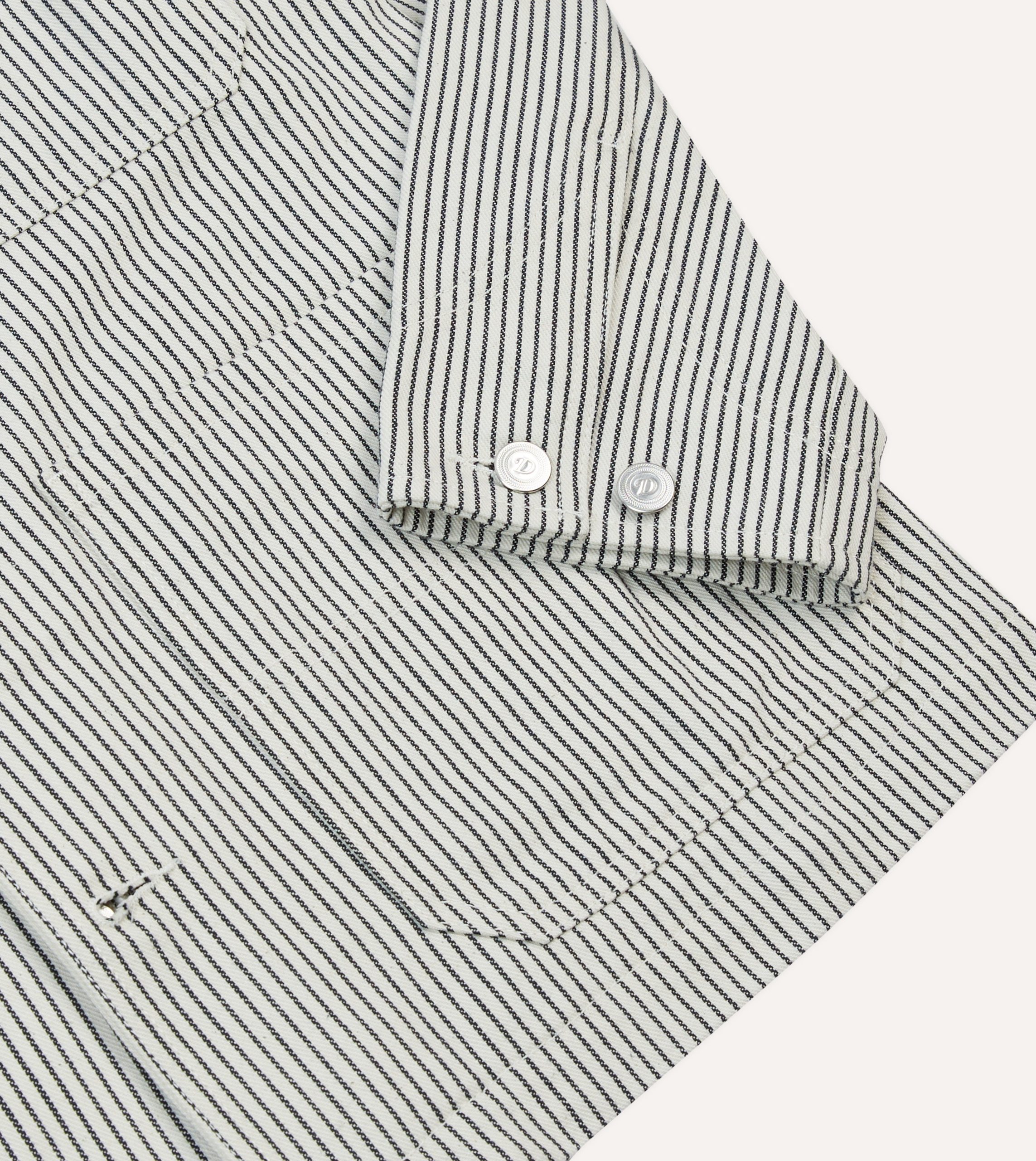 Navy and Ecru Stripe Cotton Stoker Jacket - Image 5