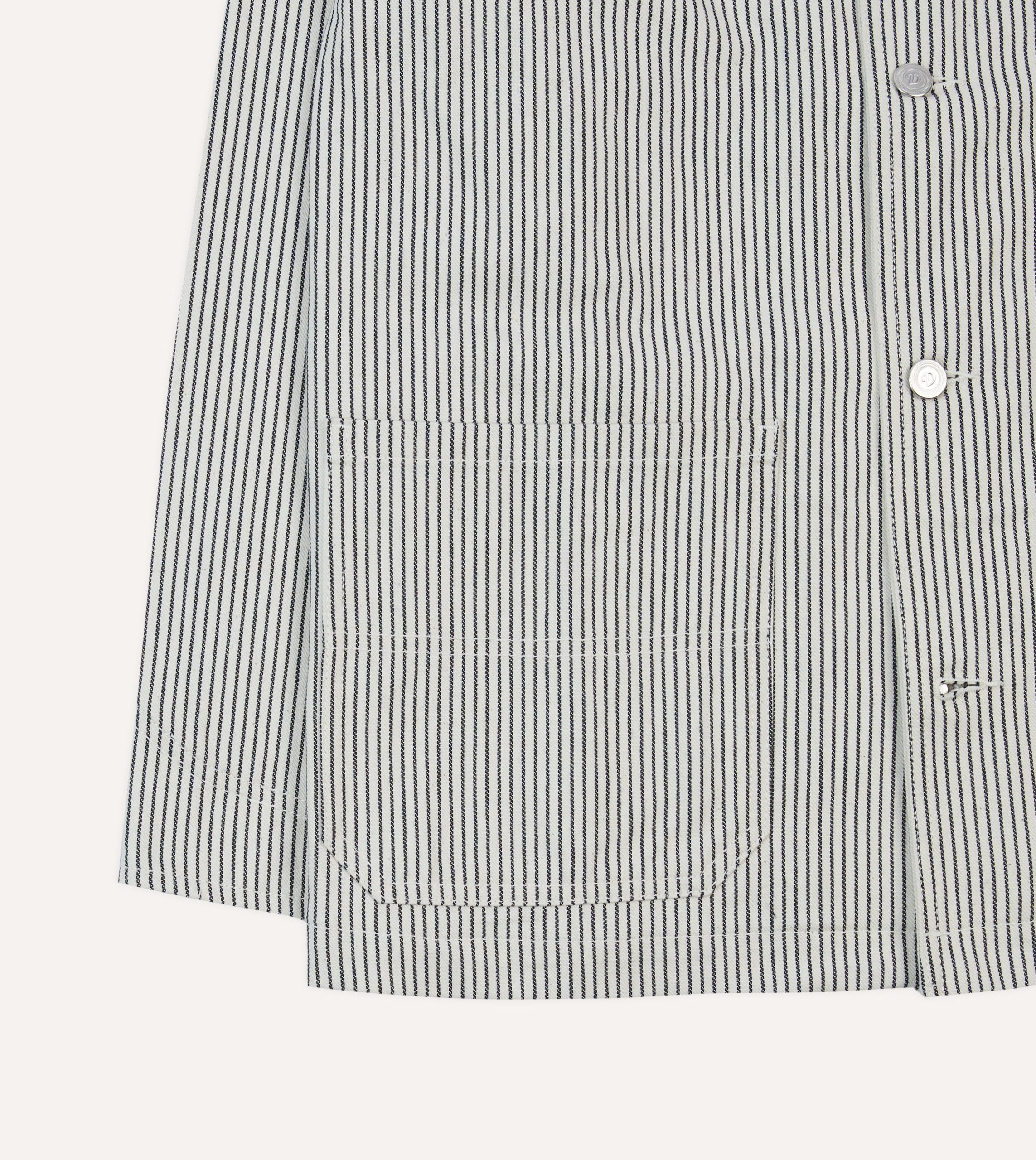 Navy and Ecru Stripe Cotton Stoker Jacket - Image 7