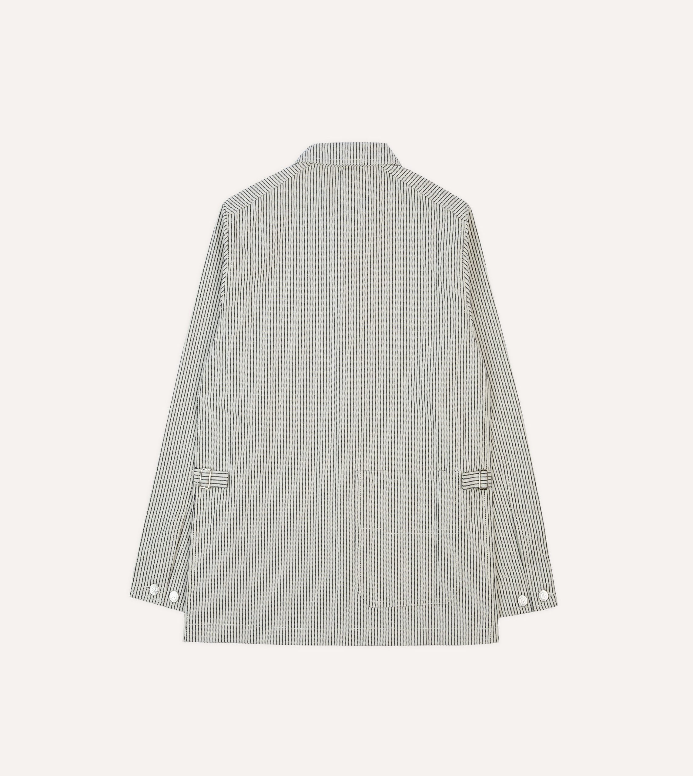 Navy and Ecru Stripe Cotton Stoker Jacket - Image 9