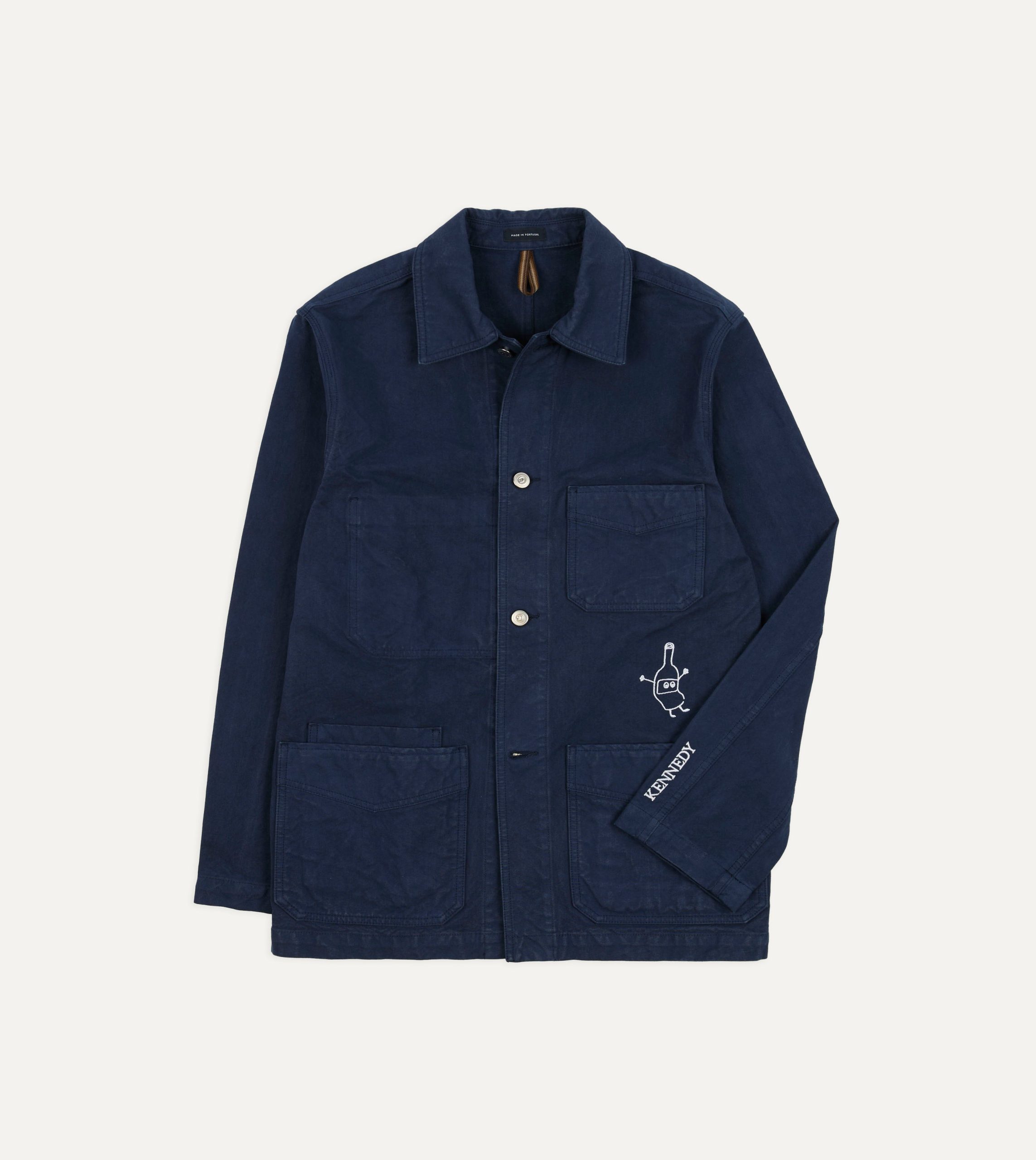 Kennedy by Drake's Navy Cotton Duck Canvas Five-Pocket Chore Jacket
