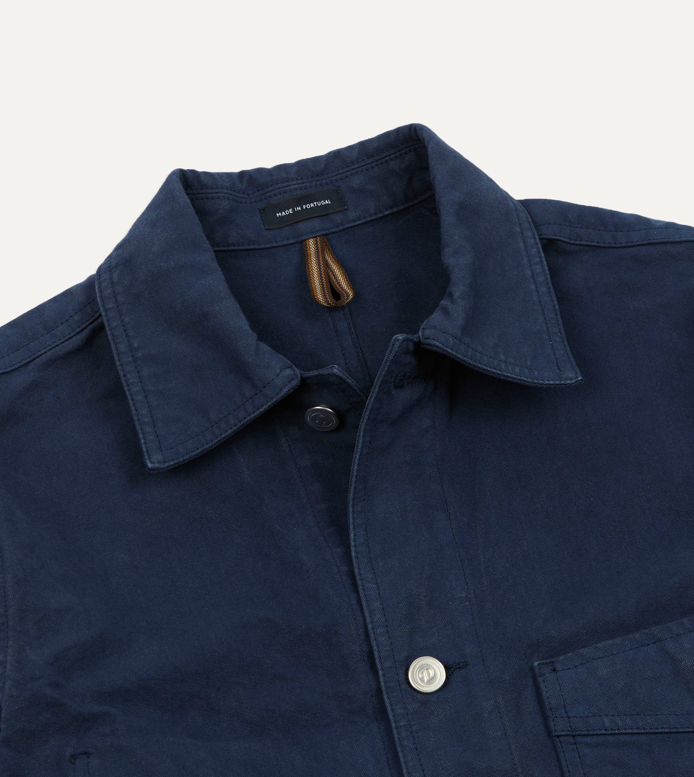 Kennedy by Drake's Navy Cotton Duck Canvas Five-Pocket Chore Jacket - Image 3