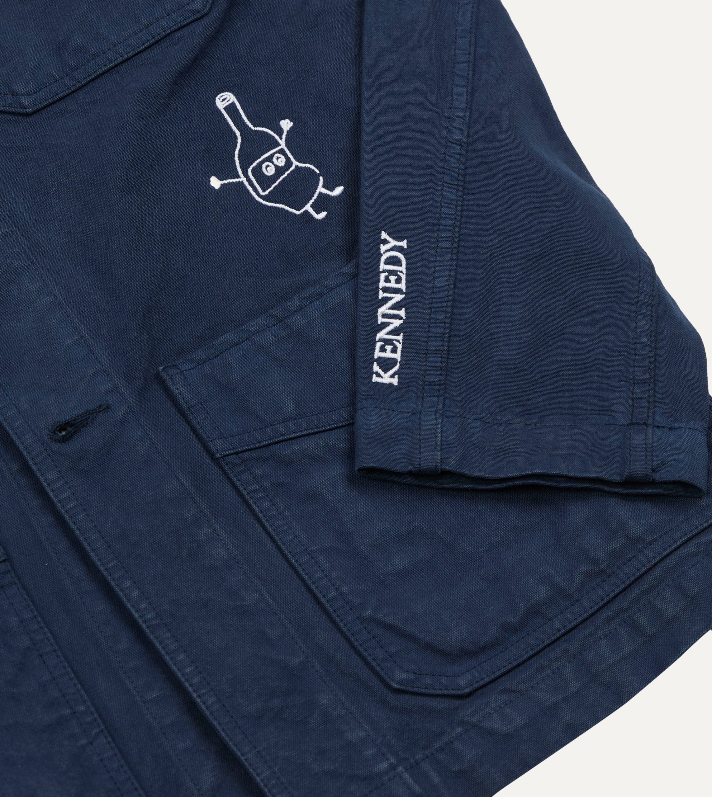 Kennedy by Drake's Navy Cotton Duck Canvas Five-Pocket Chore Jacket - Image 5