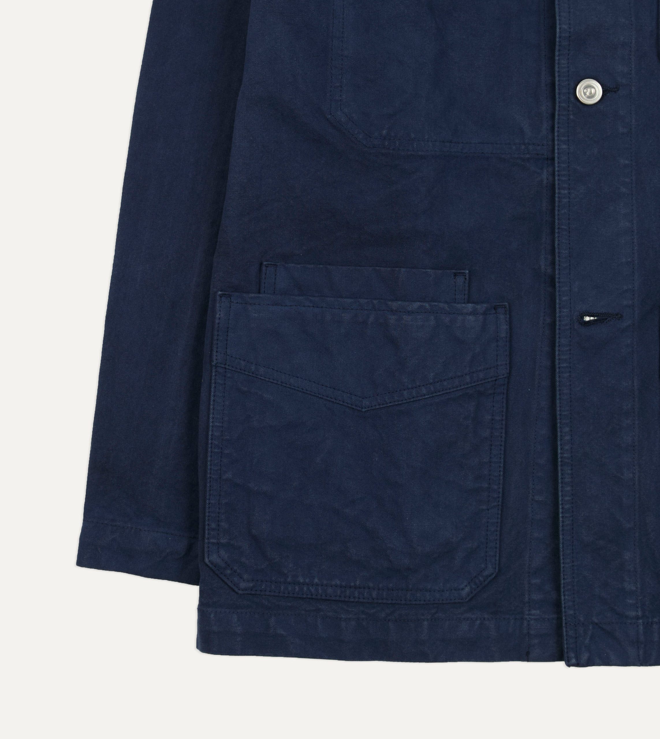 Kennedy by Drake's Navy Cotton Duck Canvas Five-Pocket Chore Jacket - Image 7