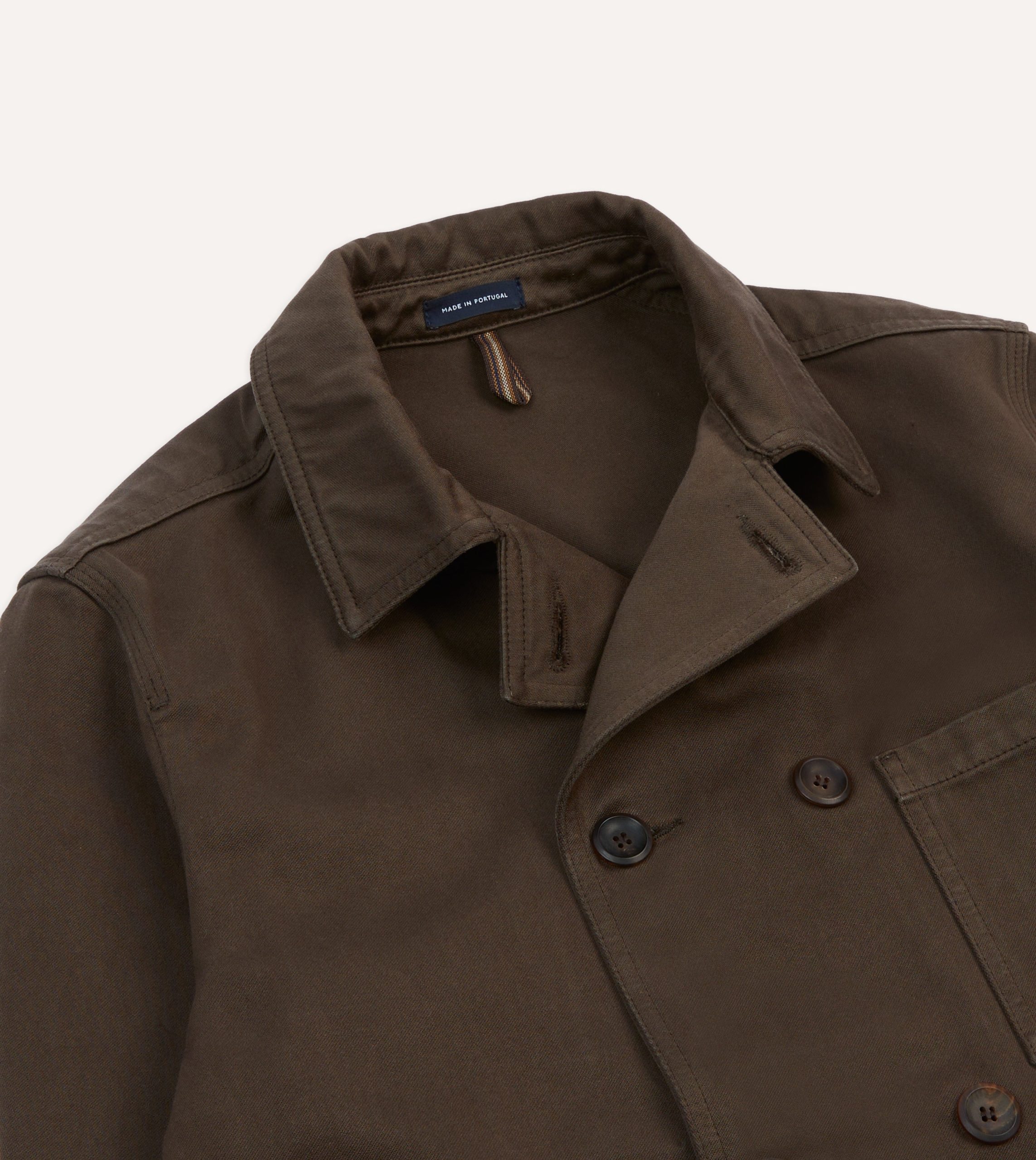Brown Cotton Double-Breasted Chore Coat - Image 3