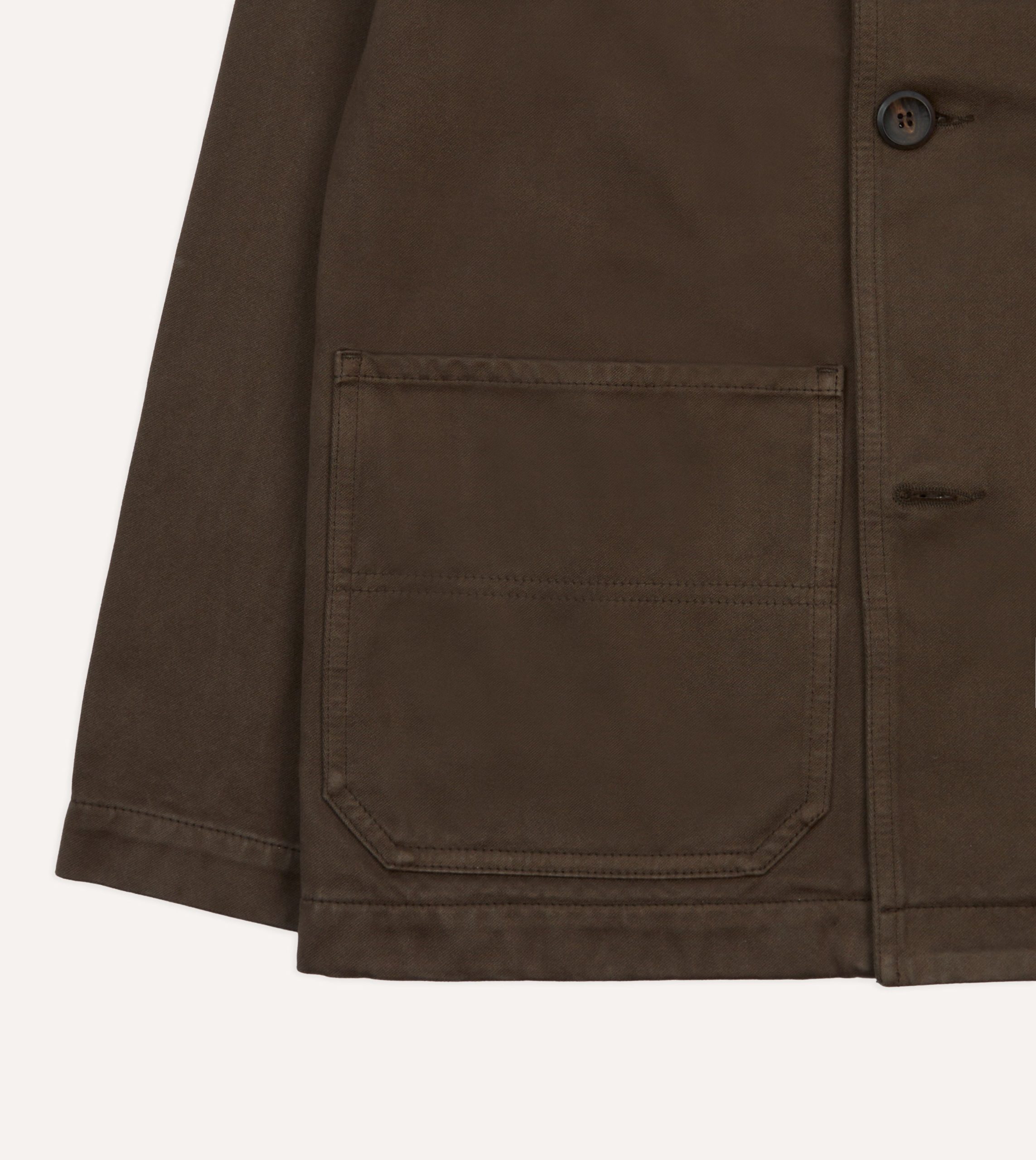 Brown Cotton Double-Breasted Chore Coat - Image 6