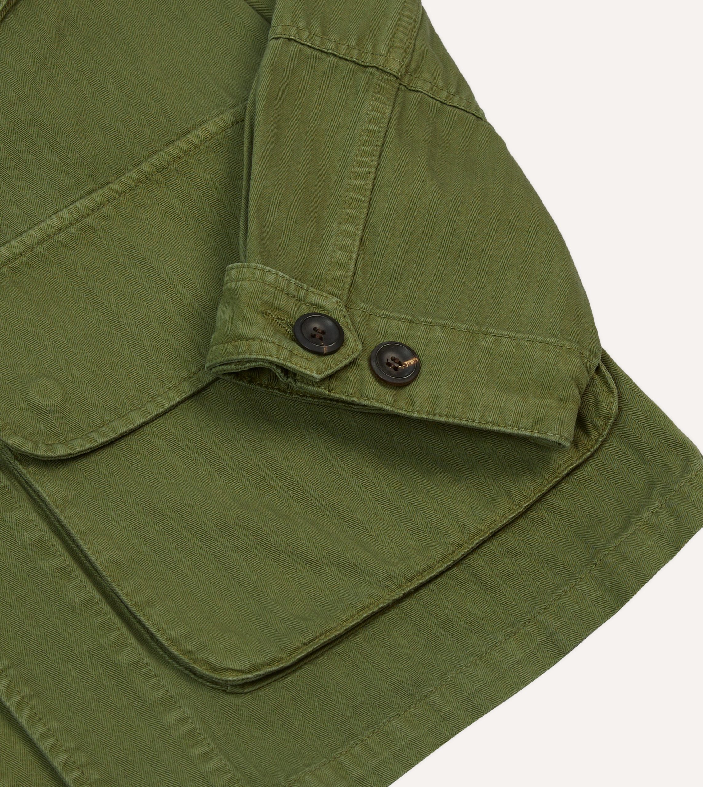 Olive Herringbone Cotton Jungle Jacket - Image 5
