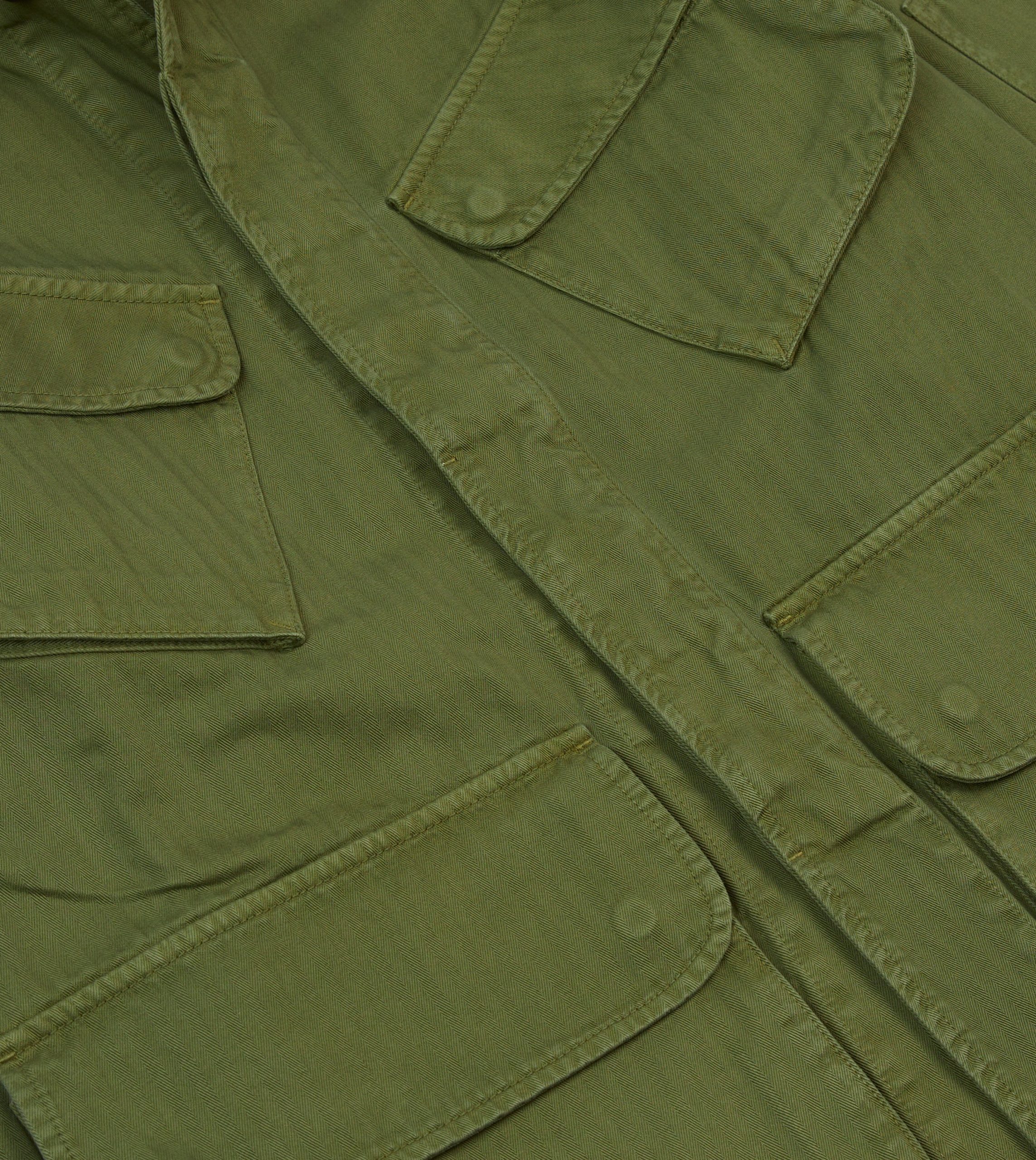 Olive Herringbone Cotton Jungle Jacket - Image 6