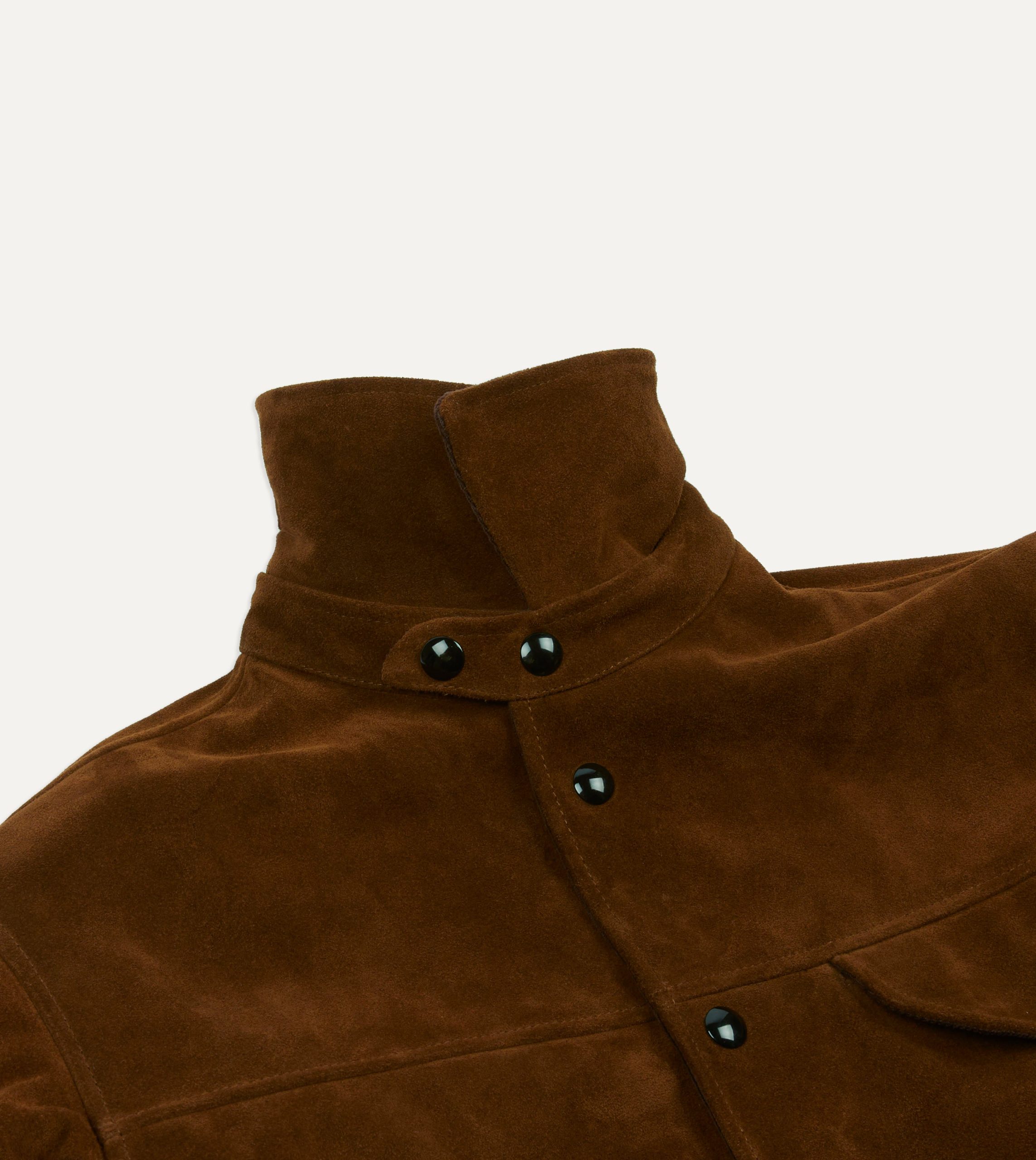 Brown Suede Car Coat with Blanket Lining - Image 5