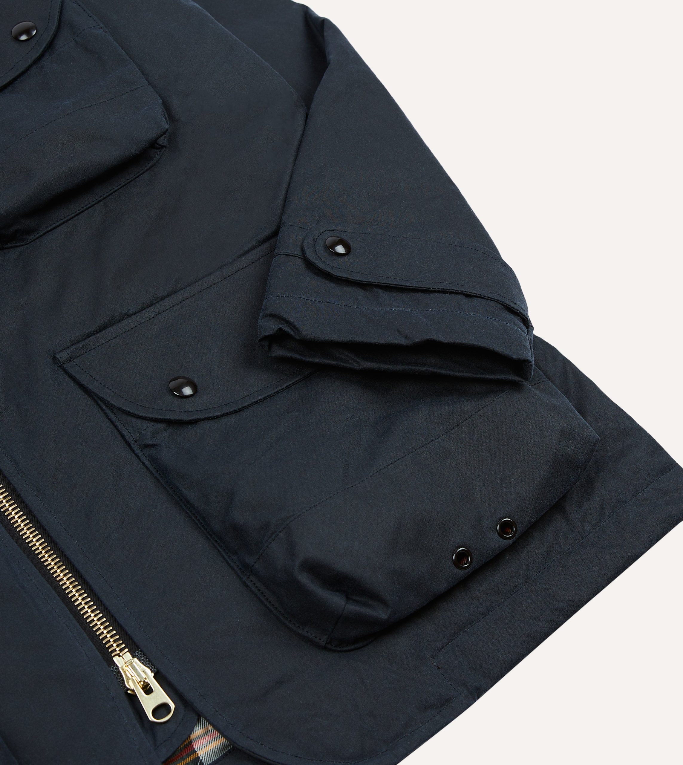 Navy Waxed Coverall Jacket - Image 6