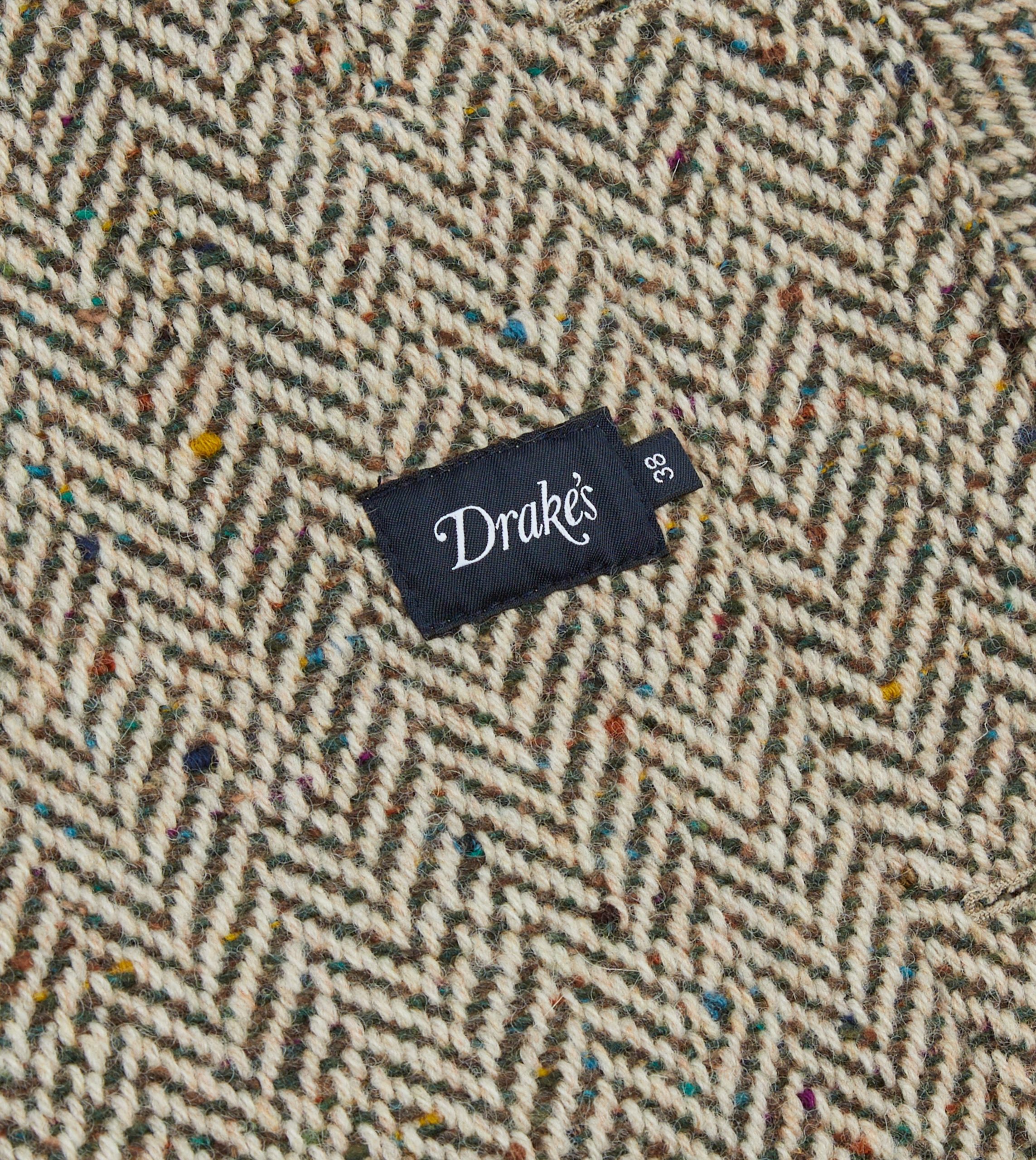 Taupe Herringbone Flecked Wool Raglan Coat - Image 7