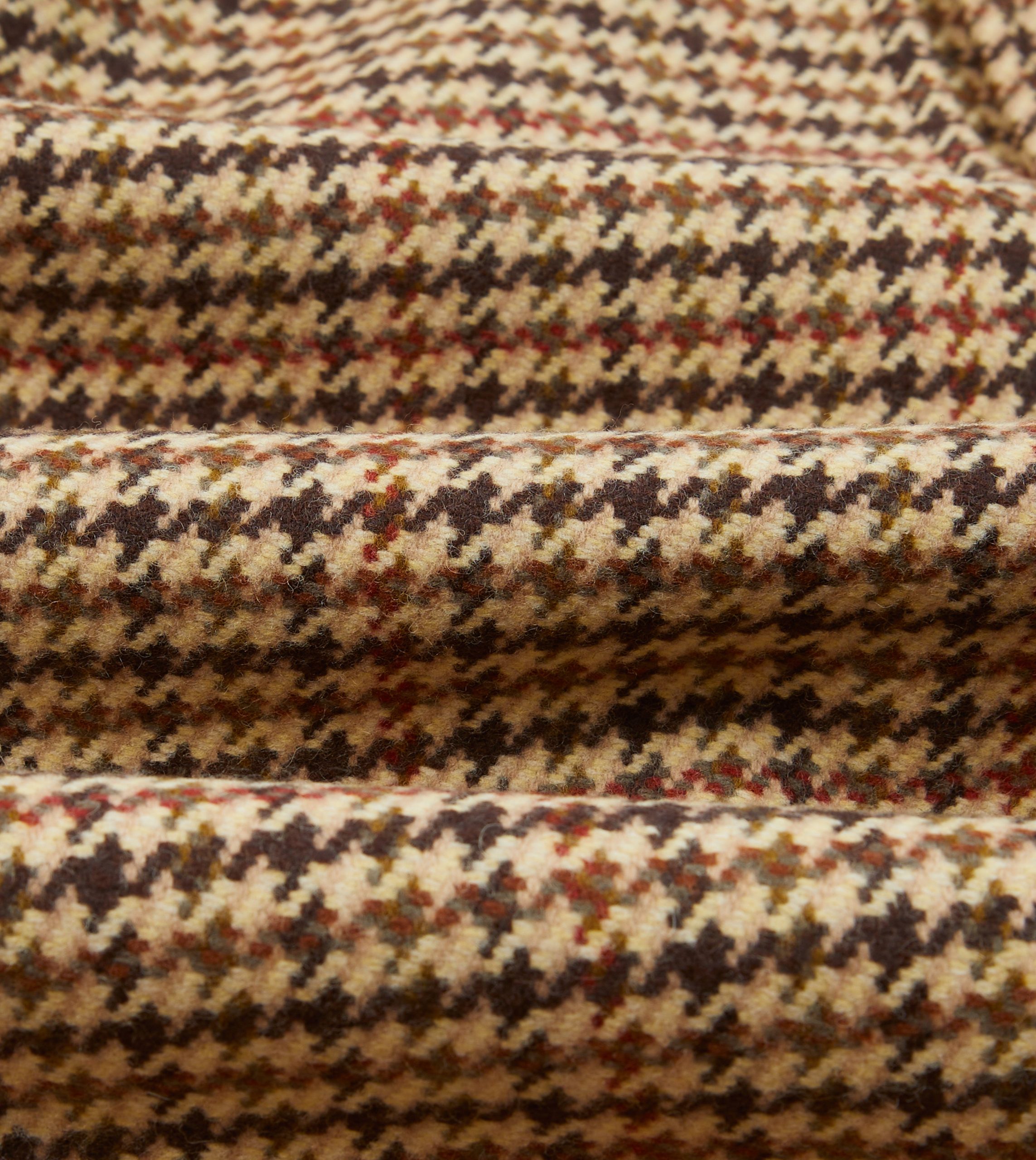 Brown Houndstooth Check Wool Raglan Coat - Image 2