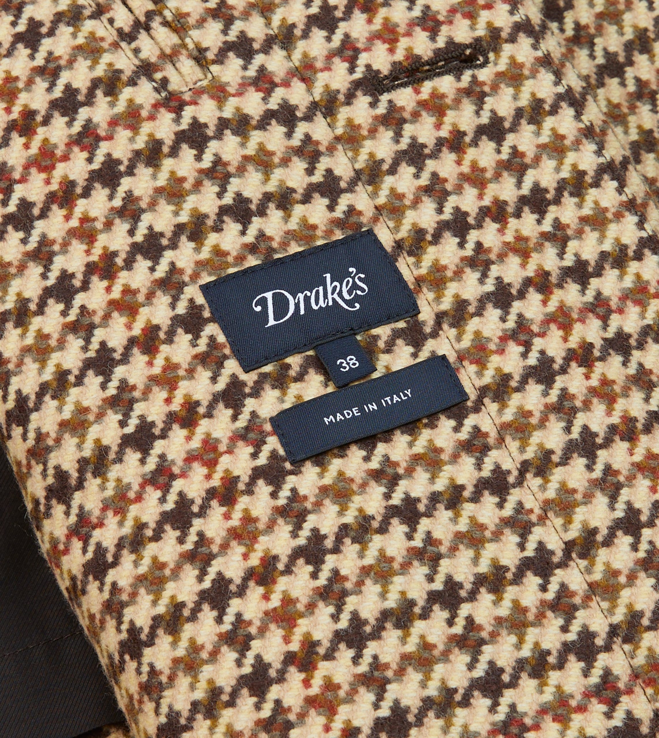 Brown Houndstooth Check Wool Raglan Coat - Image 8