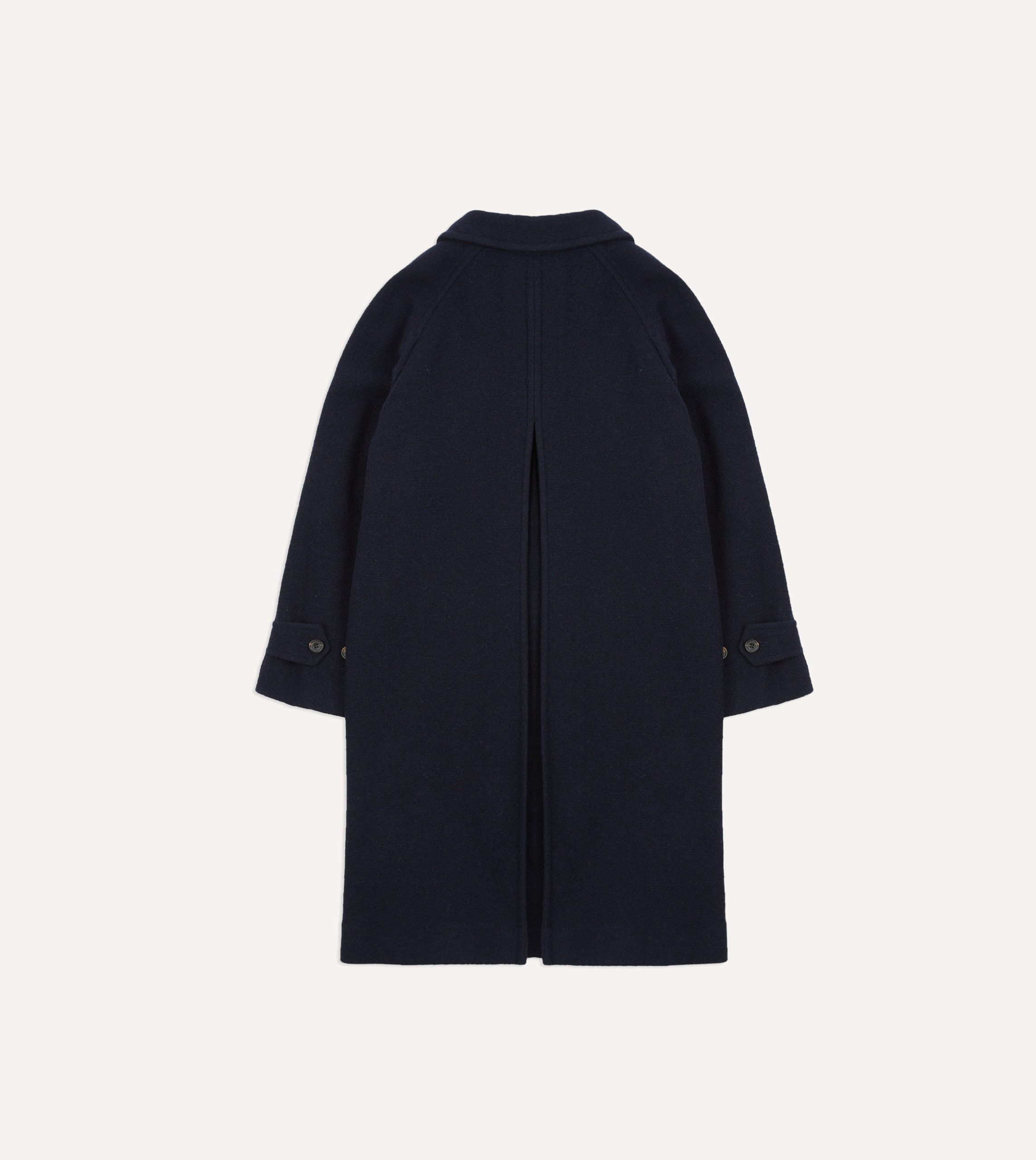 Navy Wool Raglan Coat - Image 8