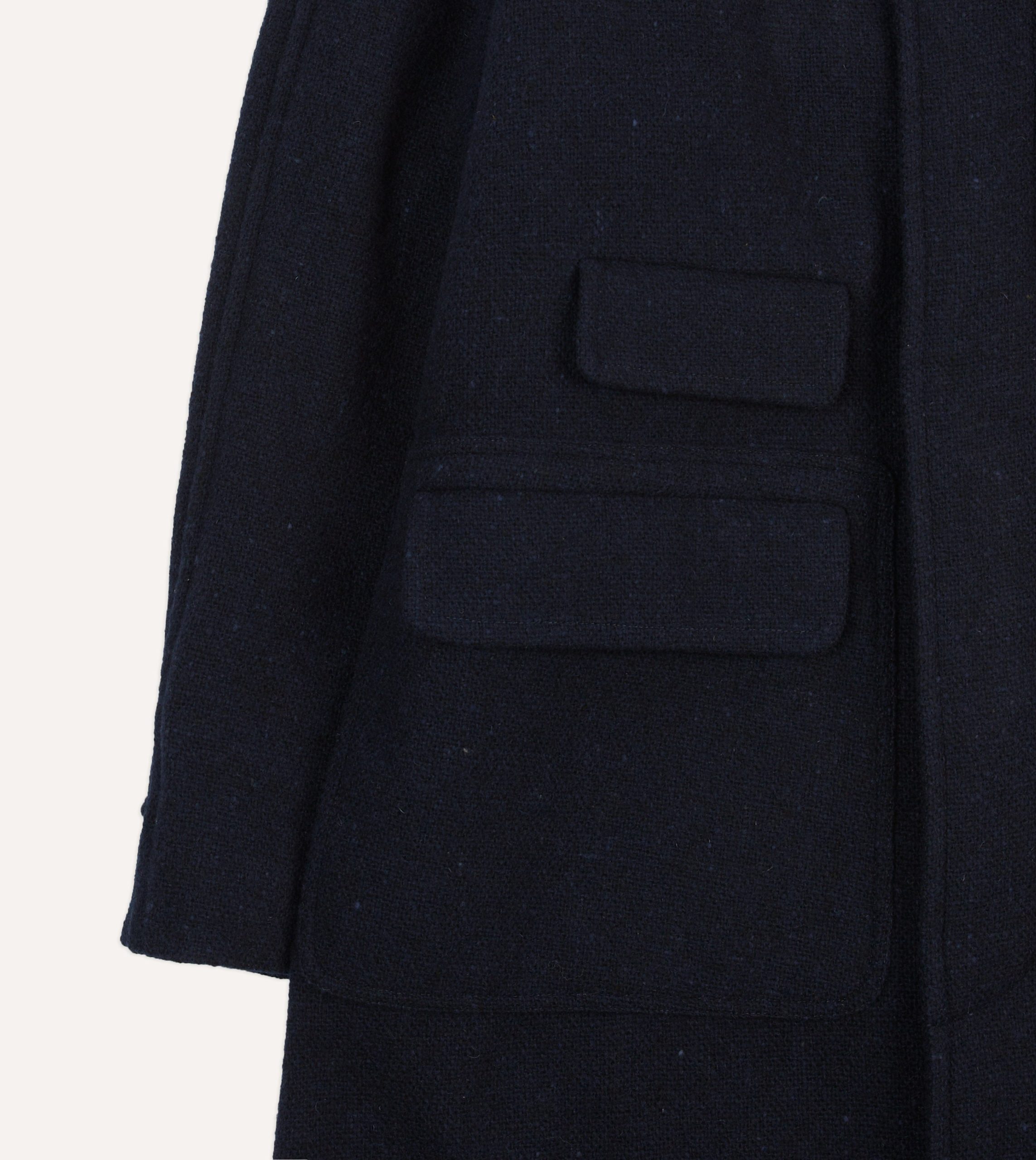 Navy Donegal Wool Raglan Coat - Image 5
