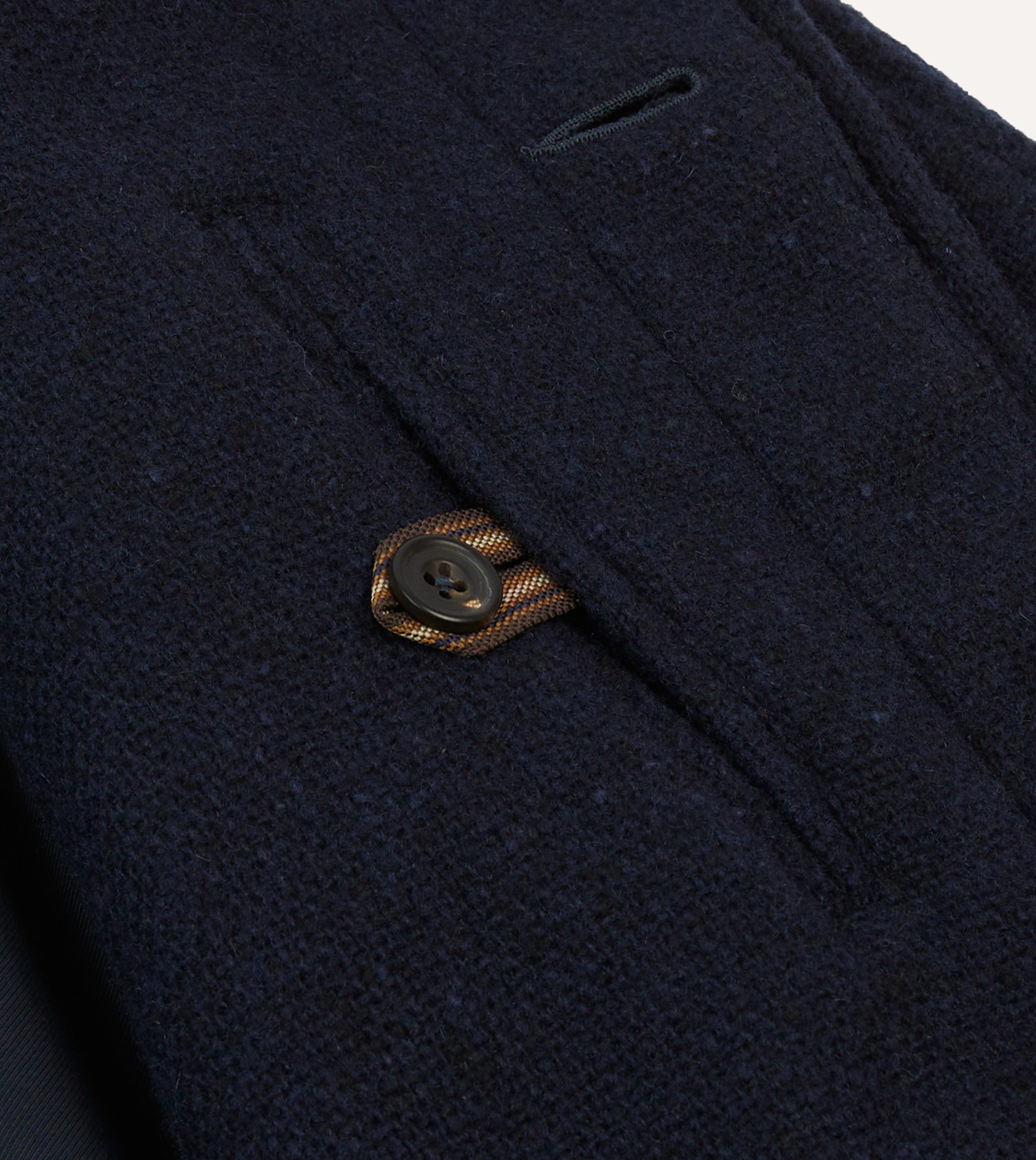 Navy Donegal Wool Raglan Coat - Image 7