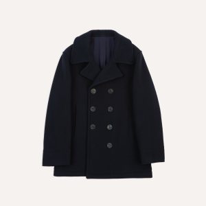 Navy Wool Double-Breasted Peacoat