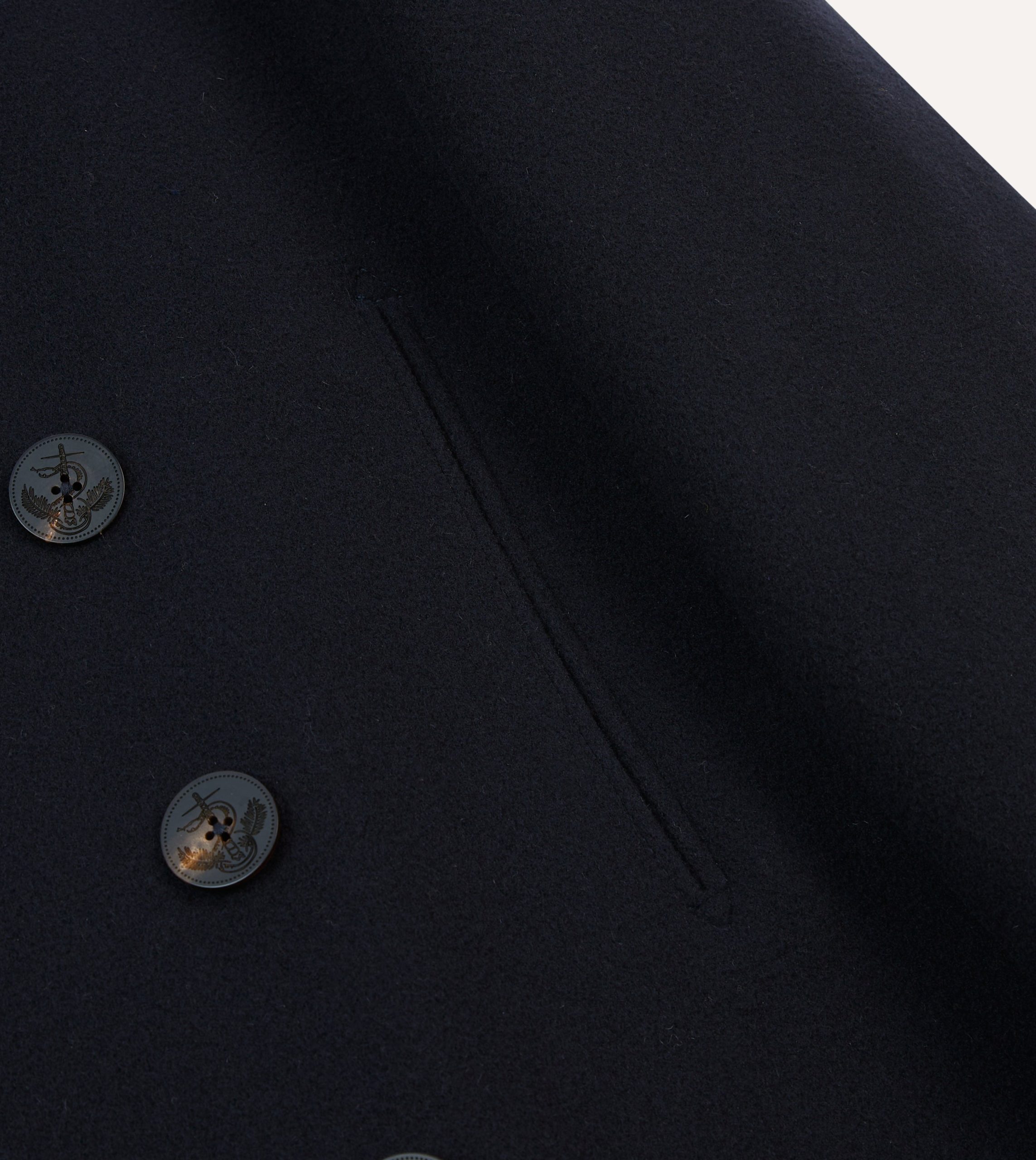 Navy Wool Double-Breasted Peacoat - Image 5