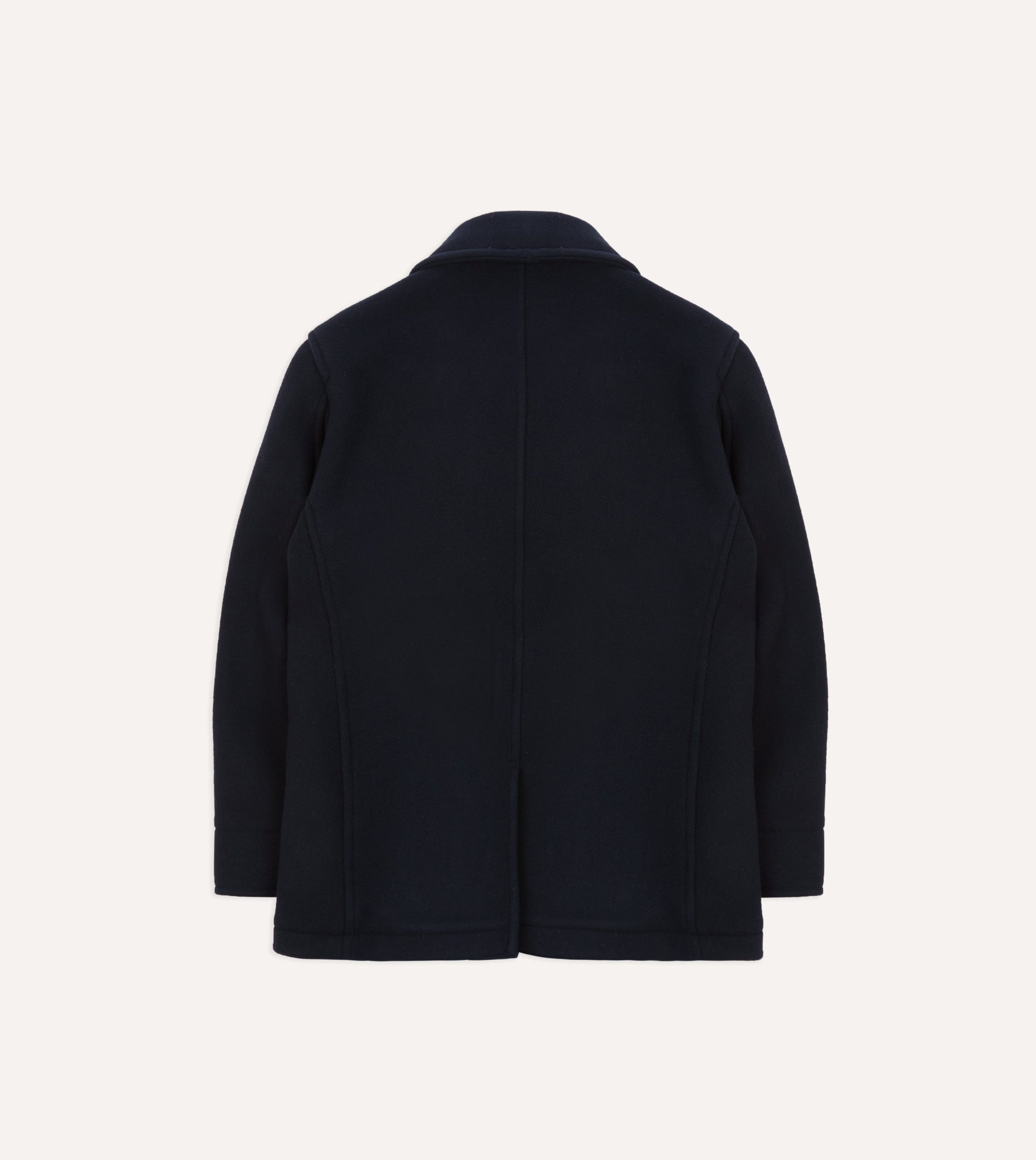 Navy Wool Double-Breasted Peacoat - Image 9