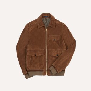 Tobacco Heavyweight Suede A-2 Bomber Jacket
