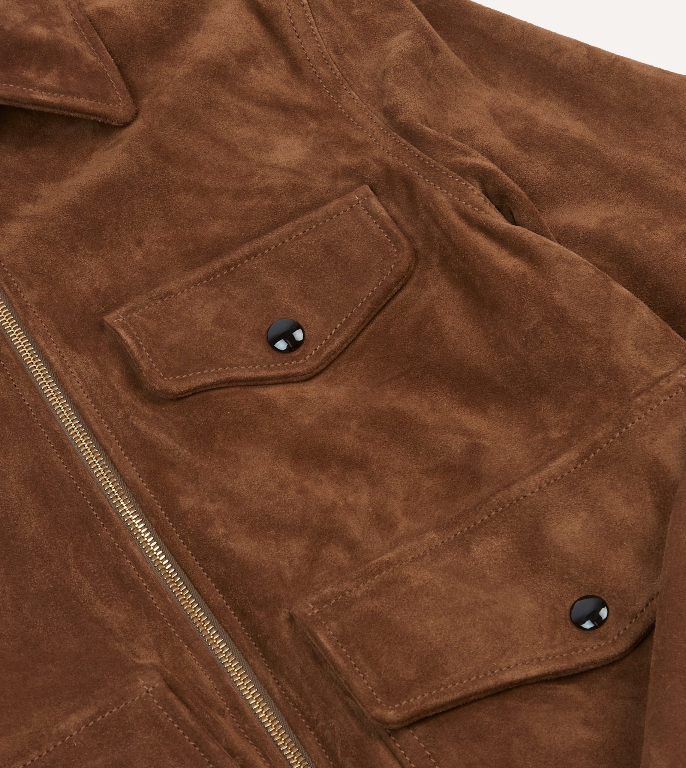Tobacco Heavyweight Suede A-2 Bomber Jacket - Image 4