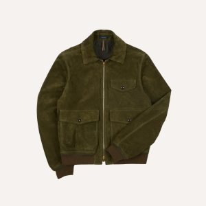 Green Heavyweight Suede A-2 Bomber Jacket