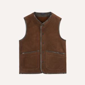 Brown Suede Shearling Vest