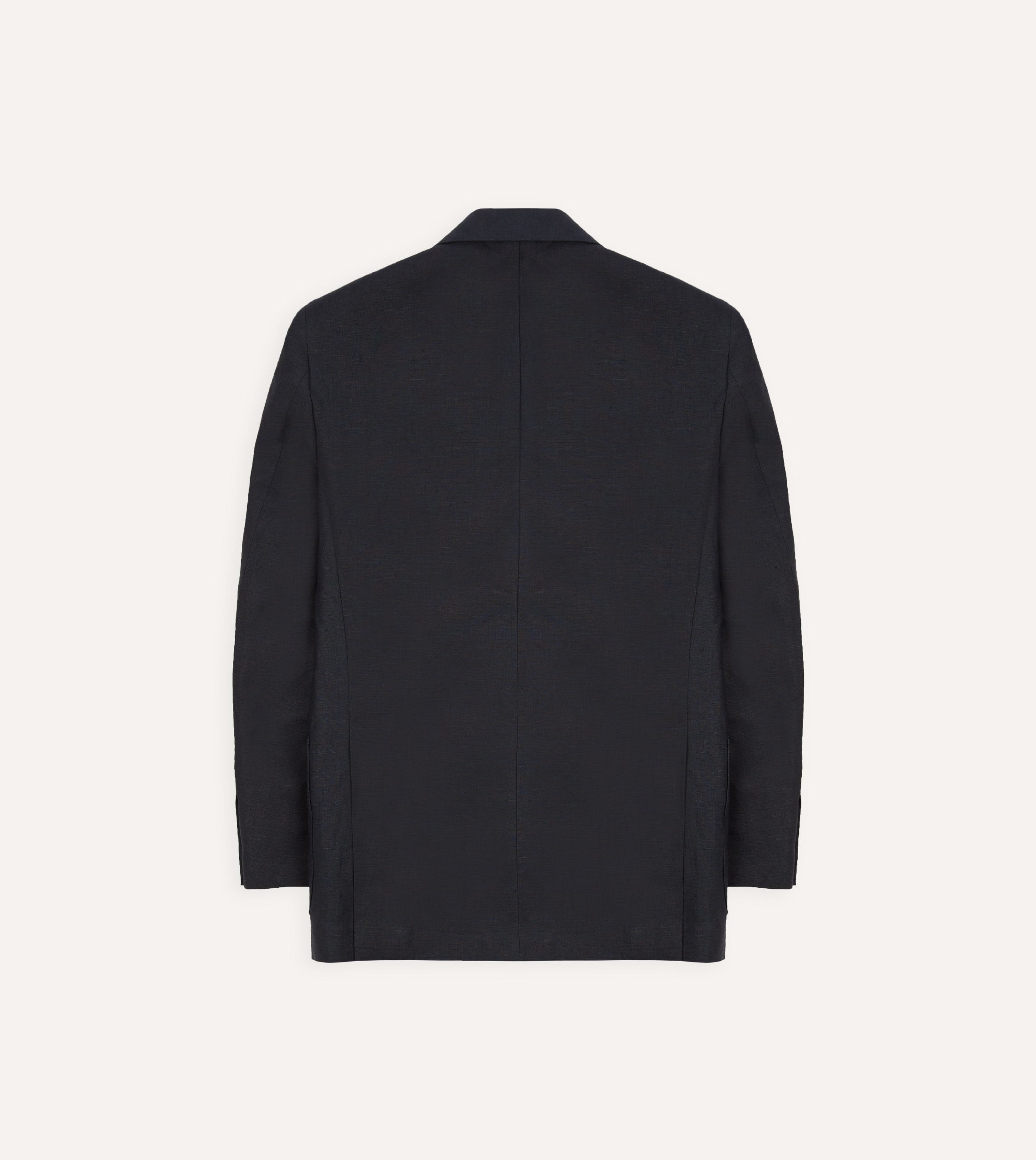 Navy Linen Double-Breasted Tailored Jacket - Image 8