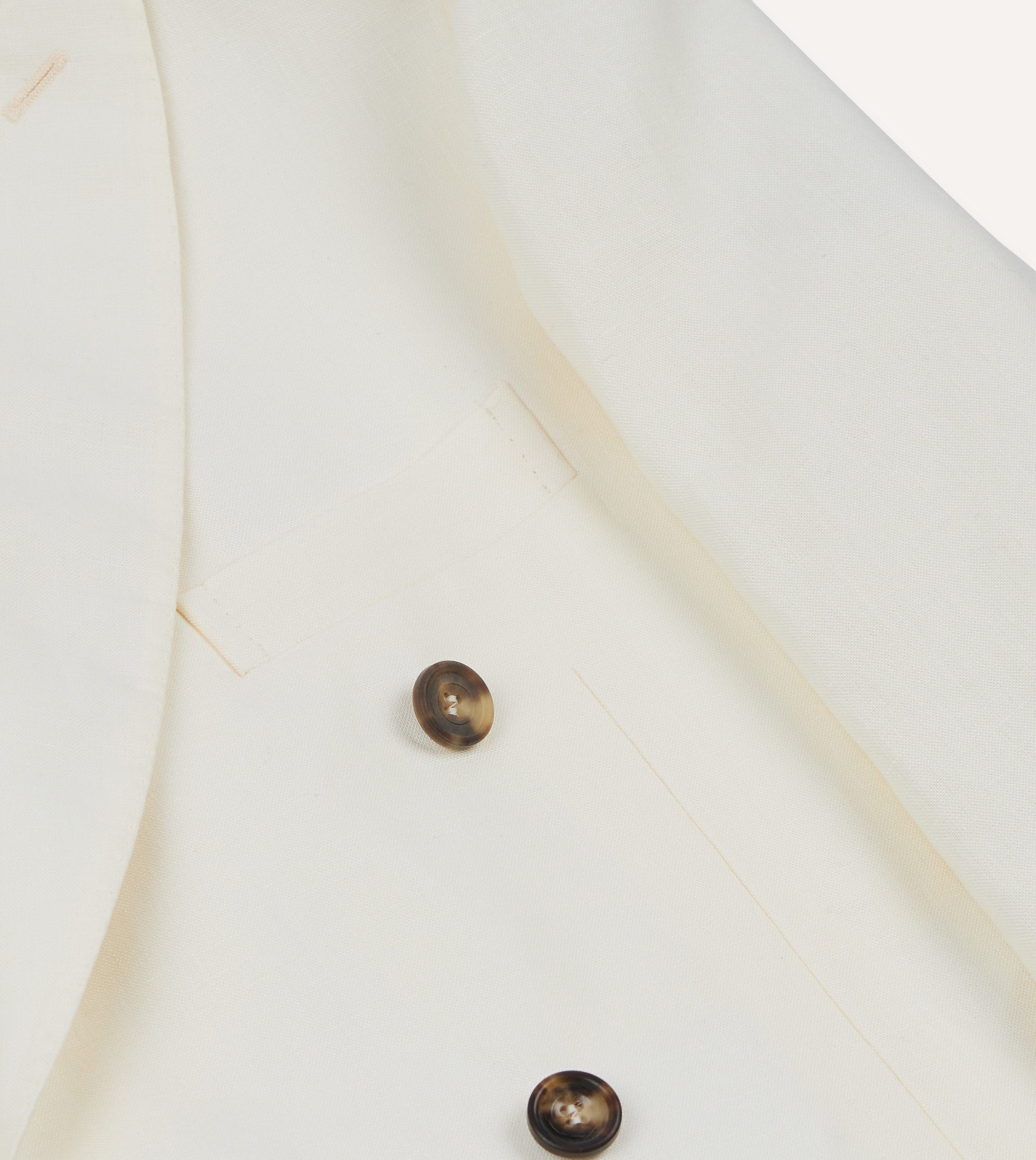 Ecru Linen Double-Breasted Tailored Jacket - Image 4