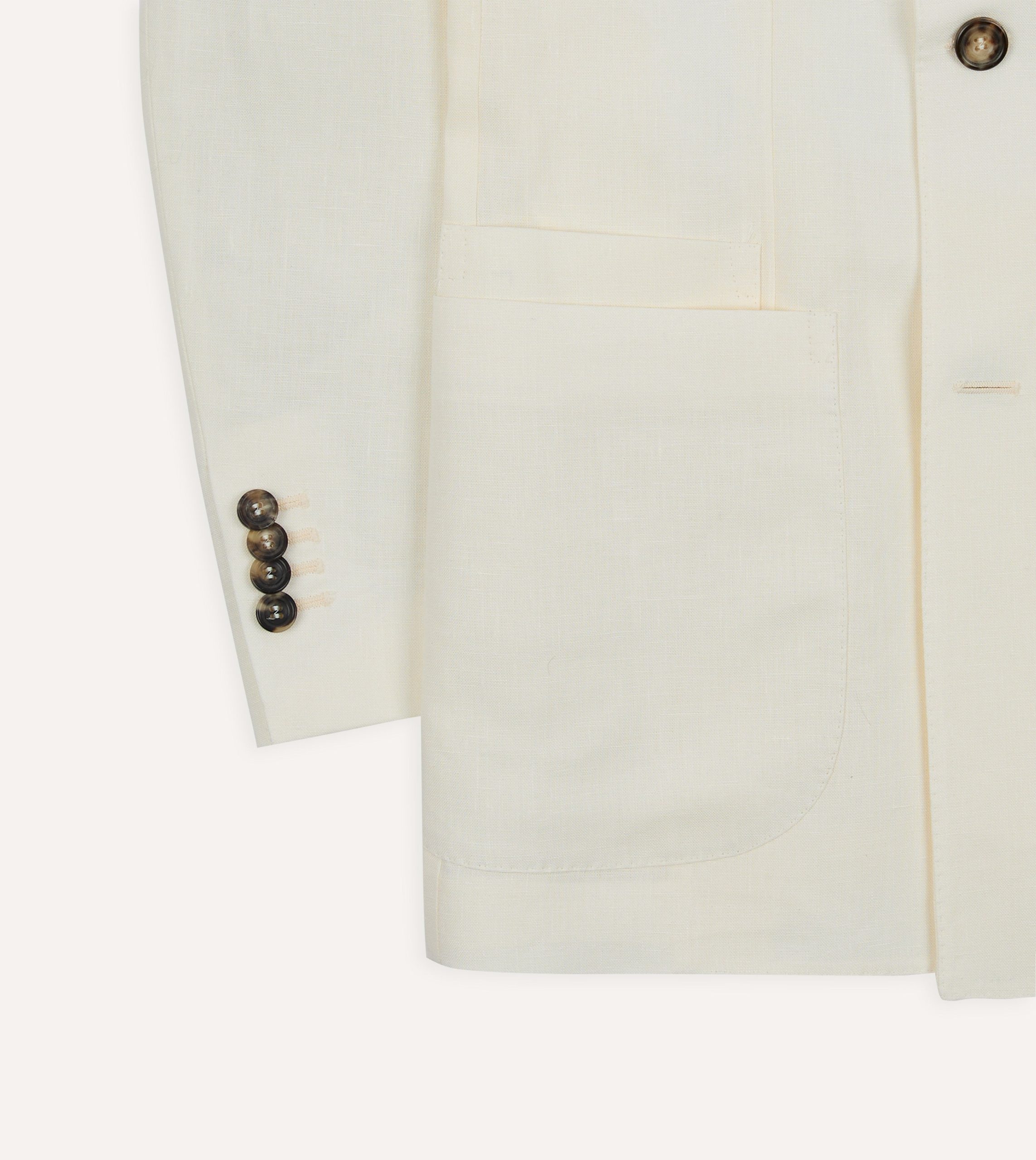 Ecru Linen Double-Breasted Tailored Jacket - Image 6