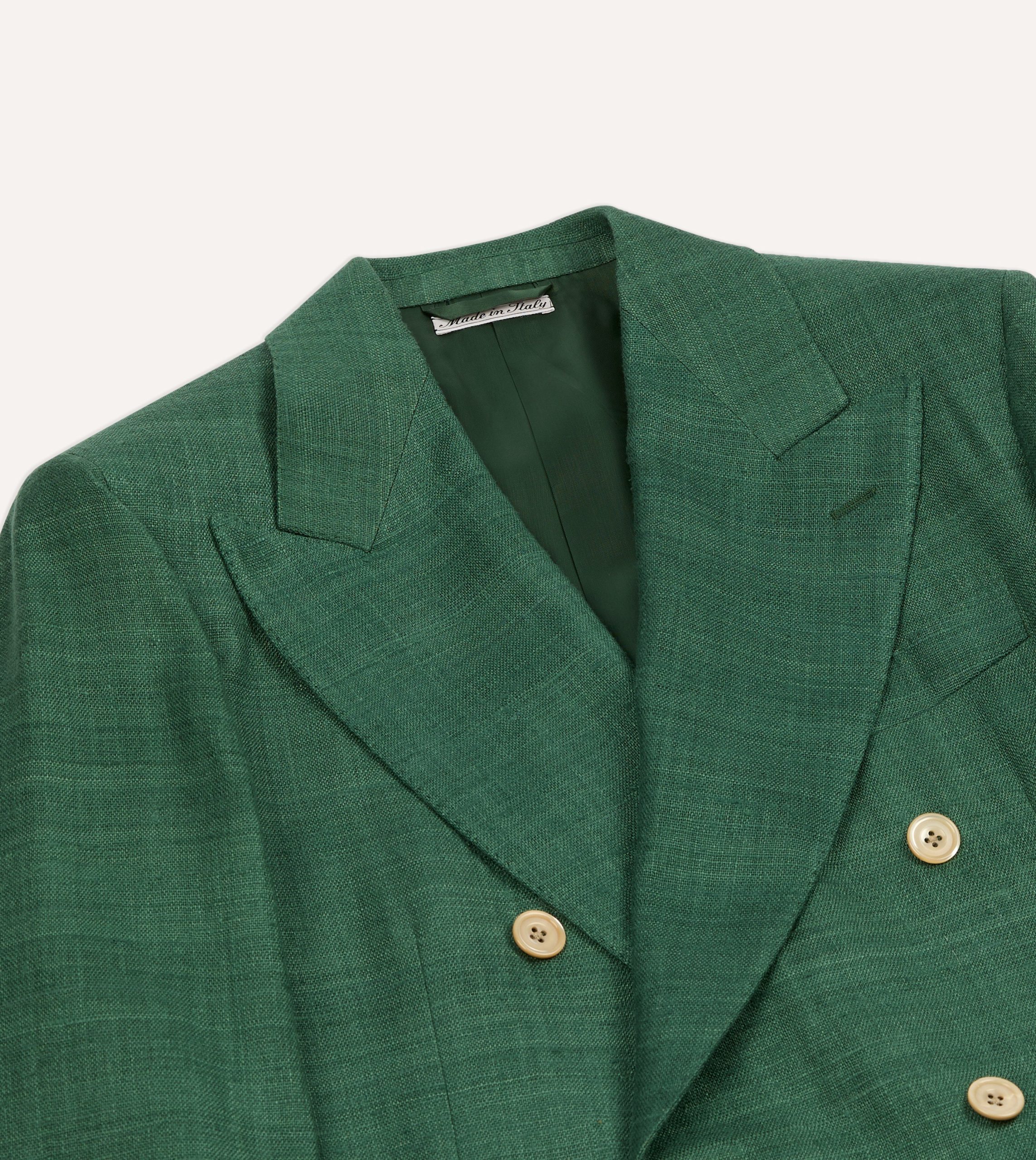 Green Tussah Silk Double-Breasted Evening Jacket - Image 3