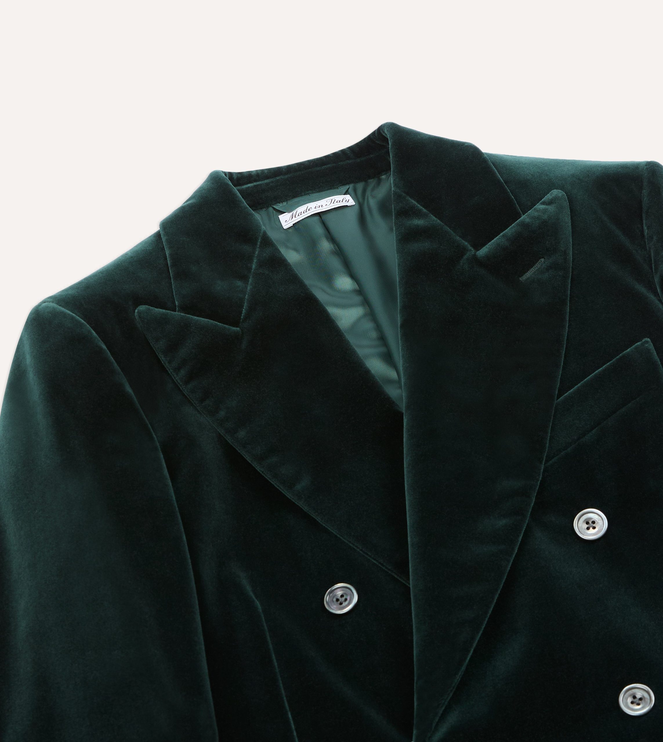 Green Velvet Double-Breasted Blazer - Image 3