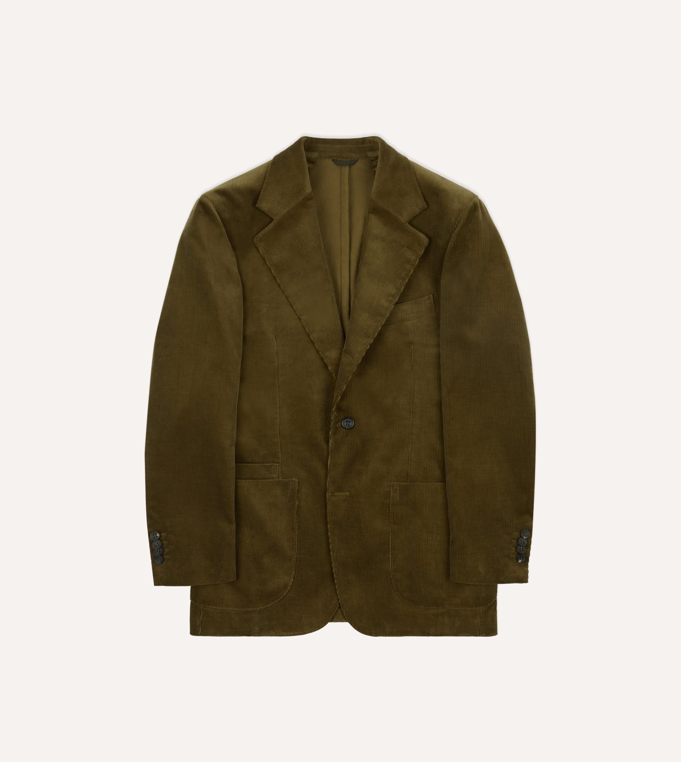 Olive Green Mid-Wale Cotton Corduroy Tailored?Jacket