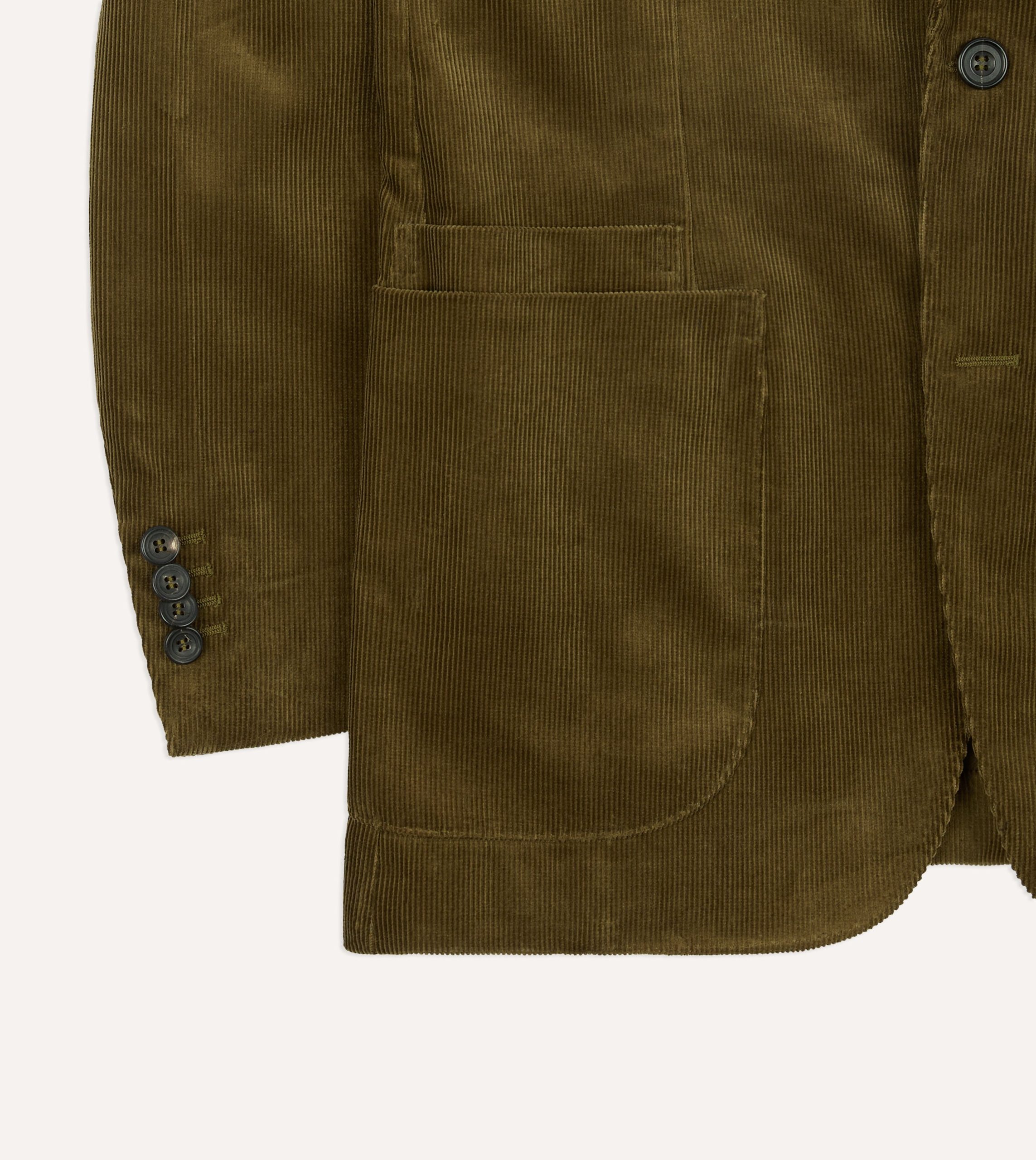 Olive Green Mid-Wale Cotton Corduroy Tailored?Jacket - Image 6