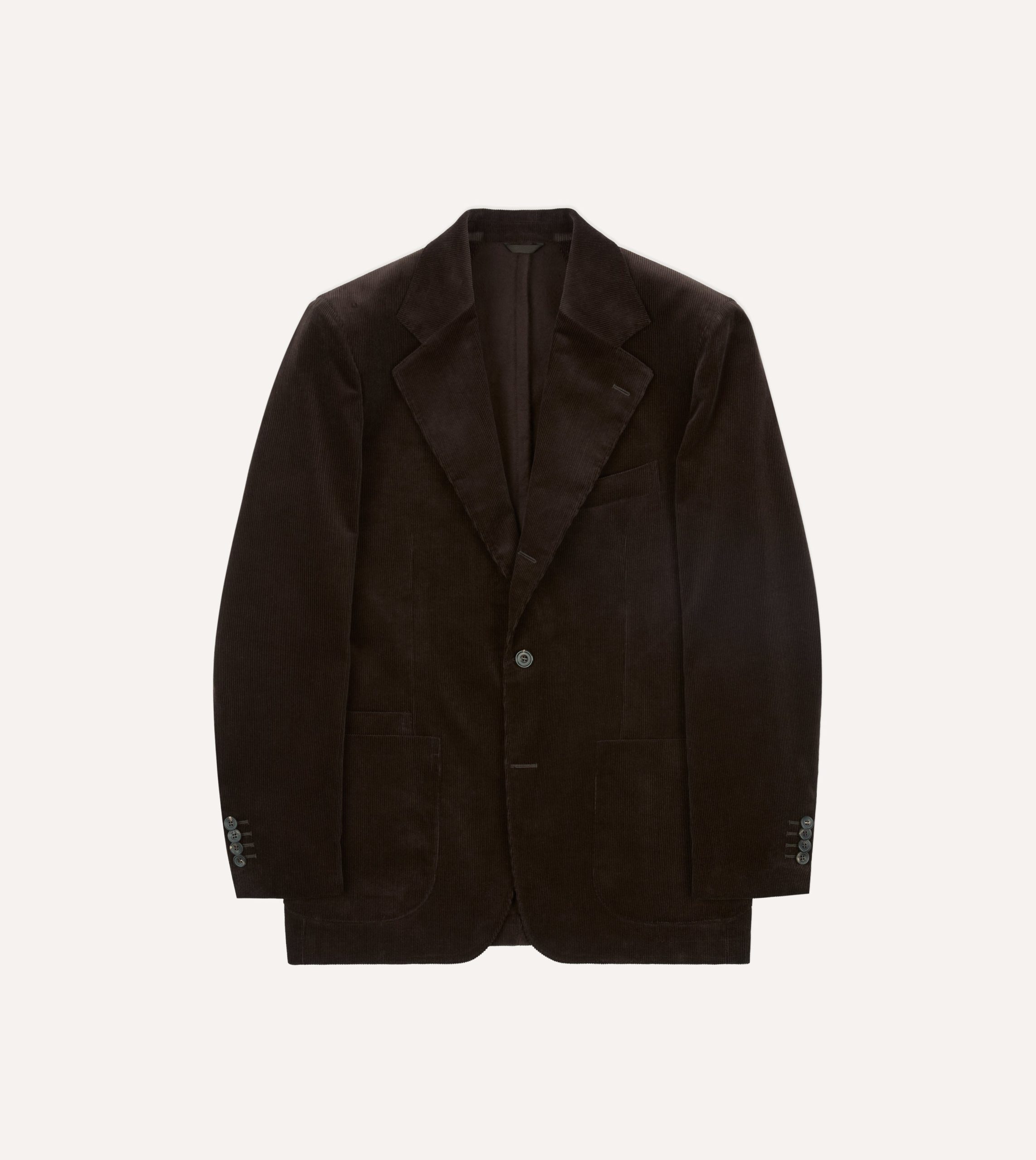 Brown Mid-Wale Cotton Corduroy Tailored Jacket