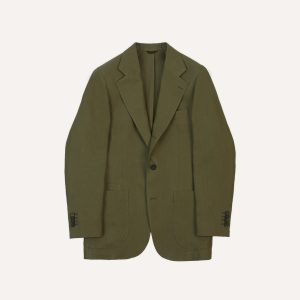Olive Irish Linen Tailored Jacket