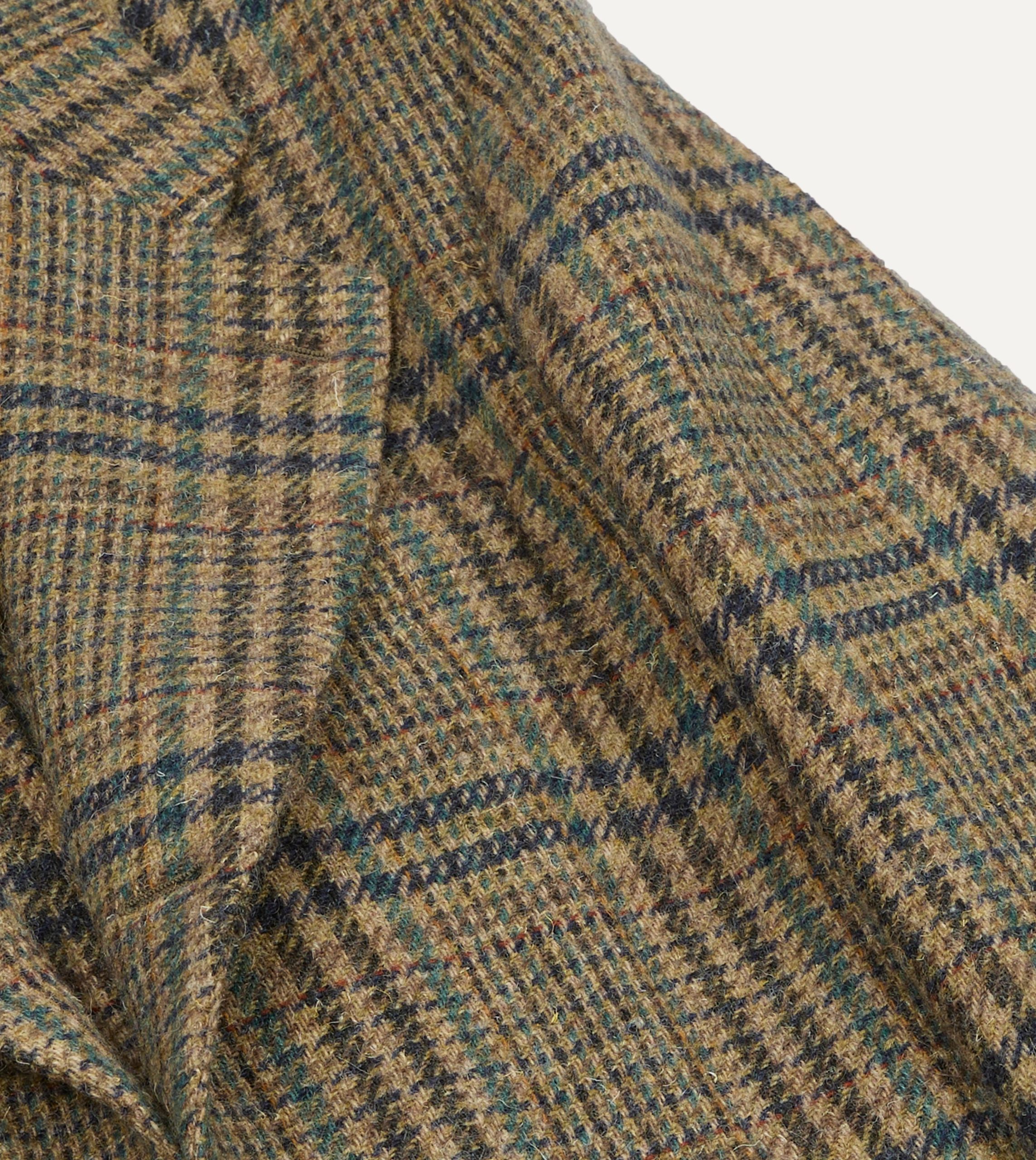 Brown and Teal Prince of Wales Check Tweed Blazer - Image 4