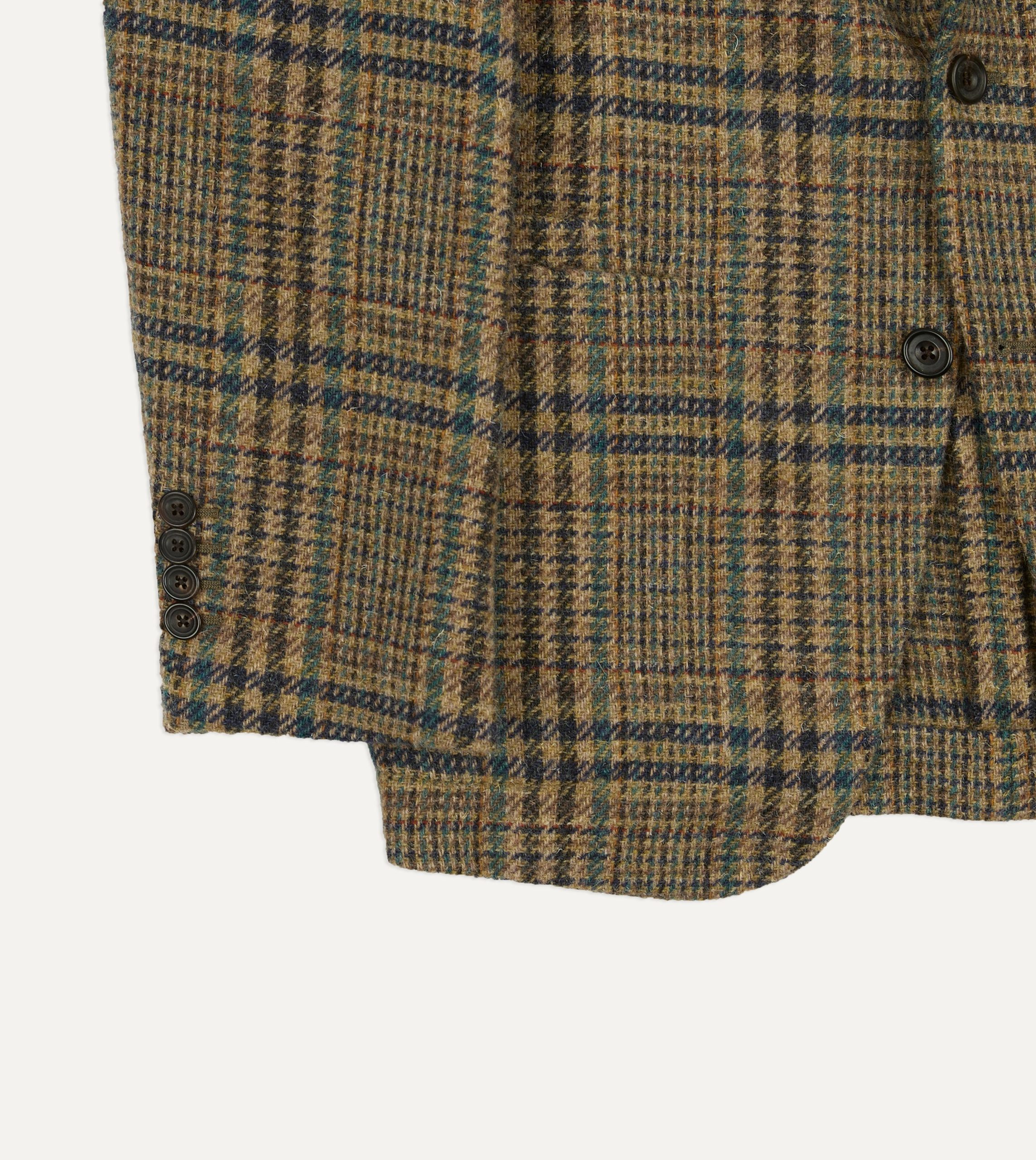 Brown and Teal Prince of Wales Check Tweed Blazer - Image 6