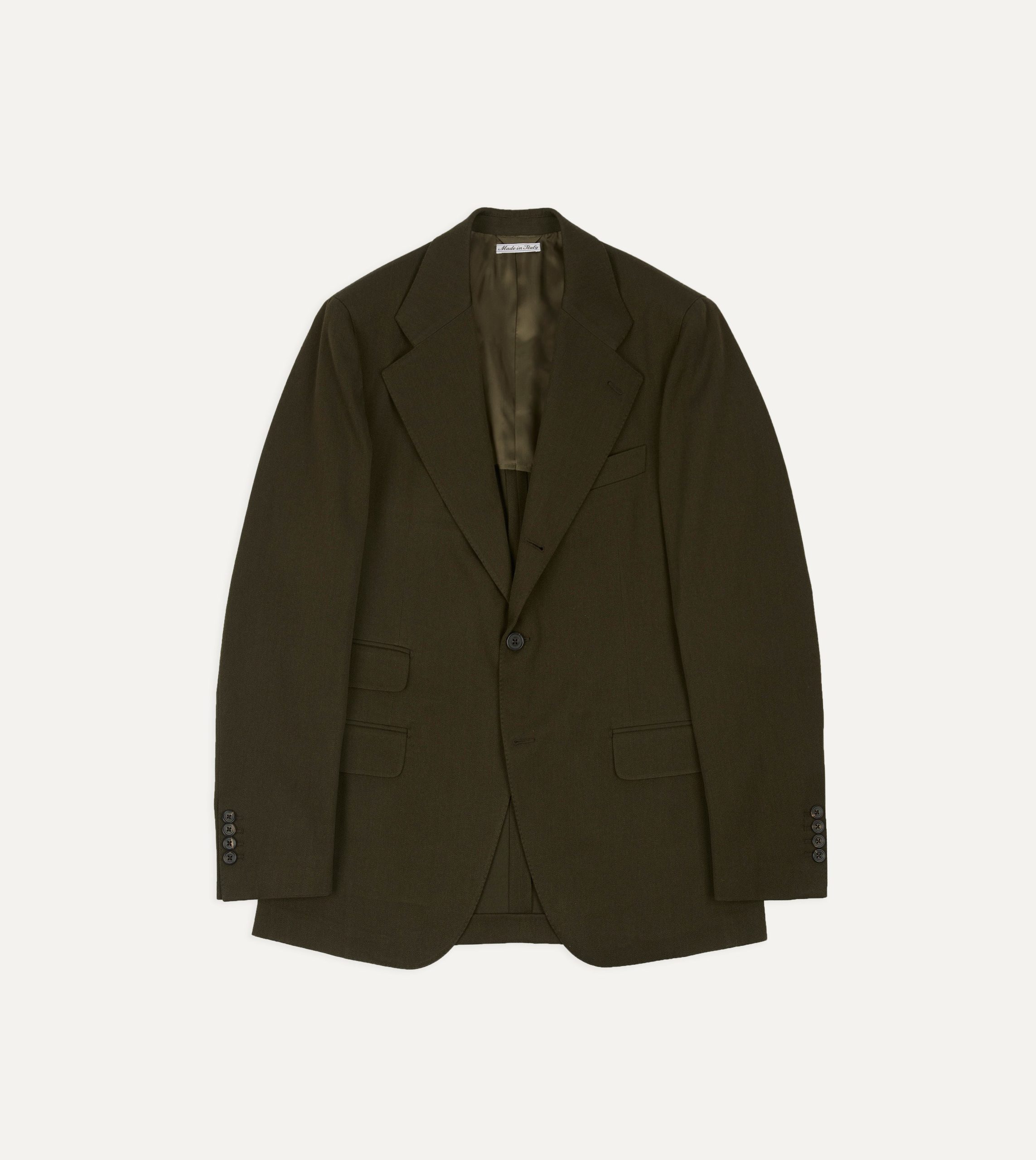 Olive Wool-Cotton Tailored Jacket